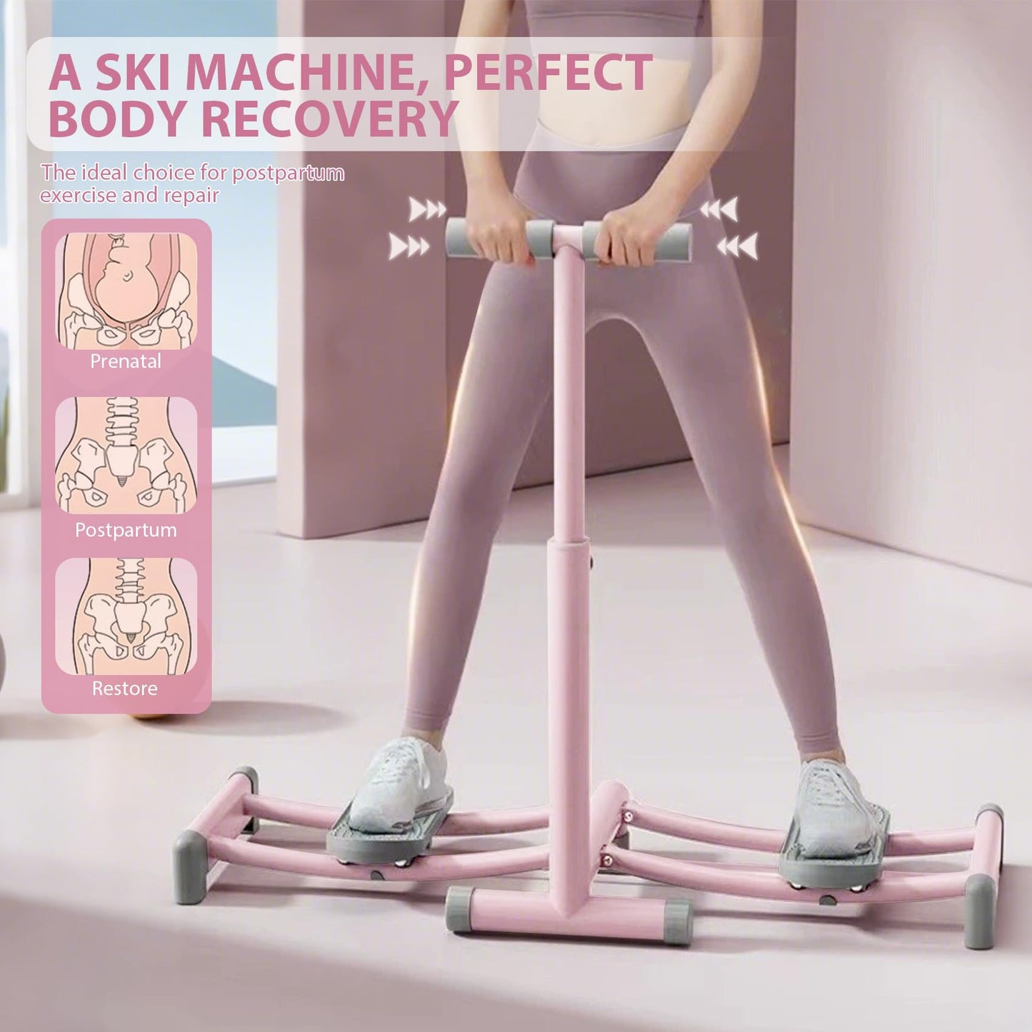 Ski Machine Exercise Equipment, Foldable Ski Trainer, Adjustable Leg Ski Simulator Machine Durable Upgraded Leg Workout Equipment Hip Trainer, Pelvic Floor Trainer Woman Ski Exercise Machine for Home