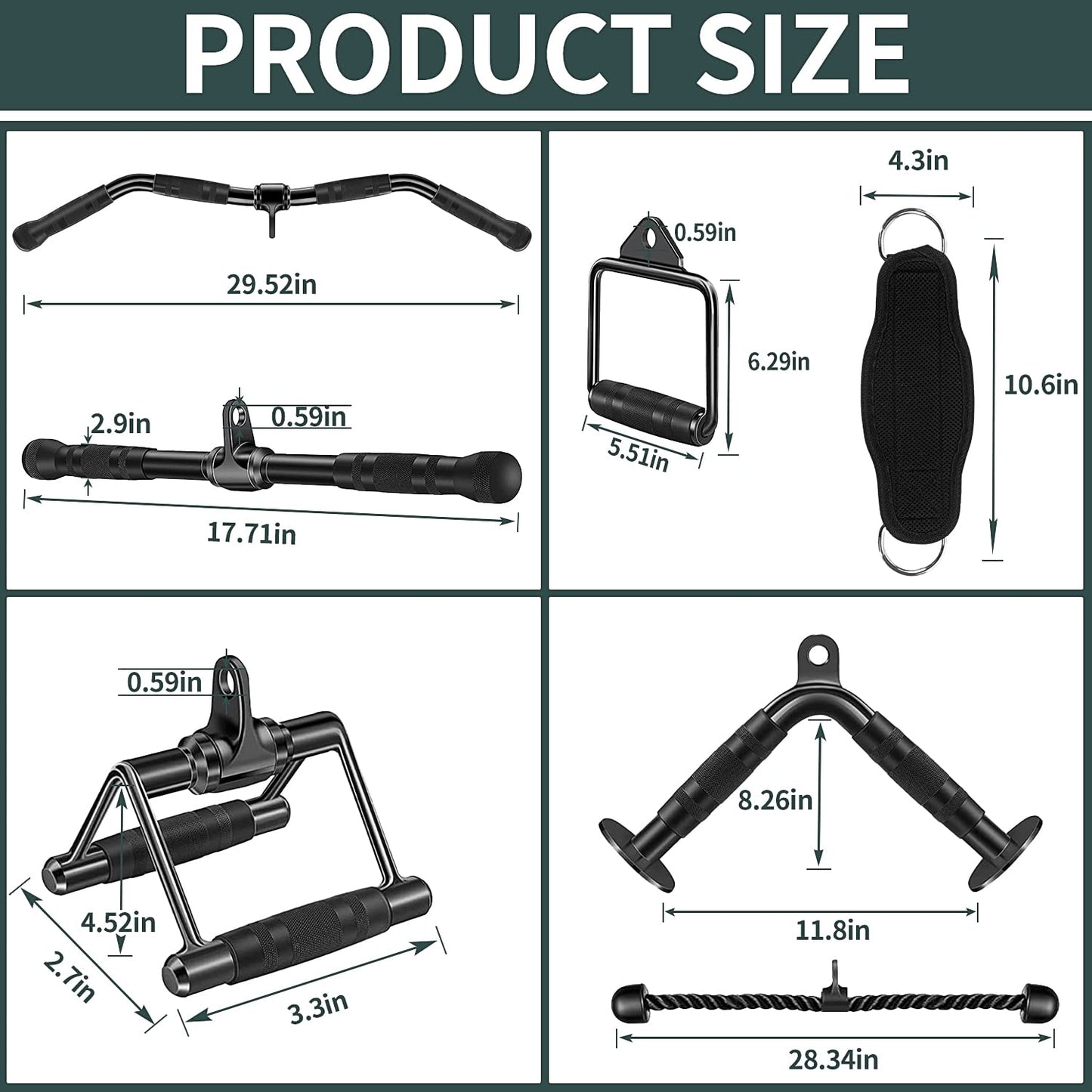 WNOEY Cable Machine Attachment, Cable Attachments for Gym, Gym Cable Attachments, Cable Machine Attachments Set