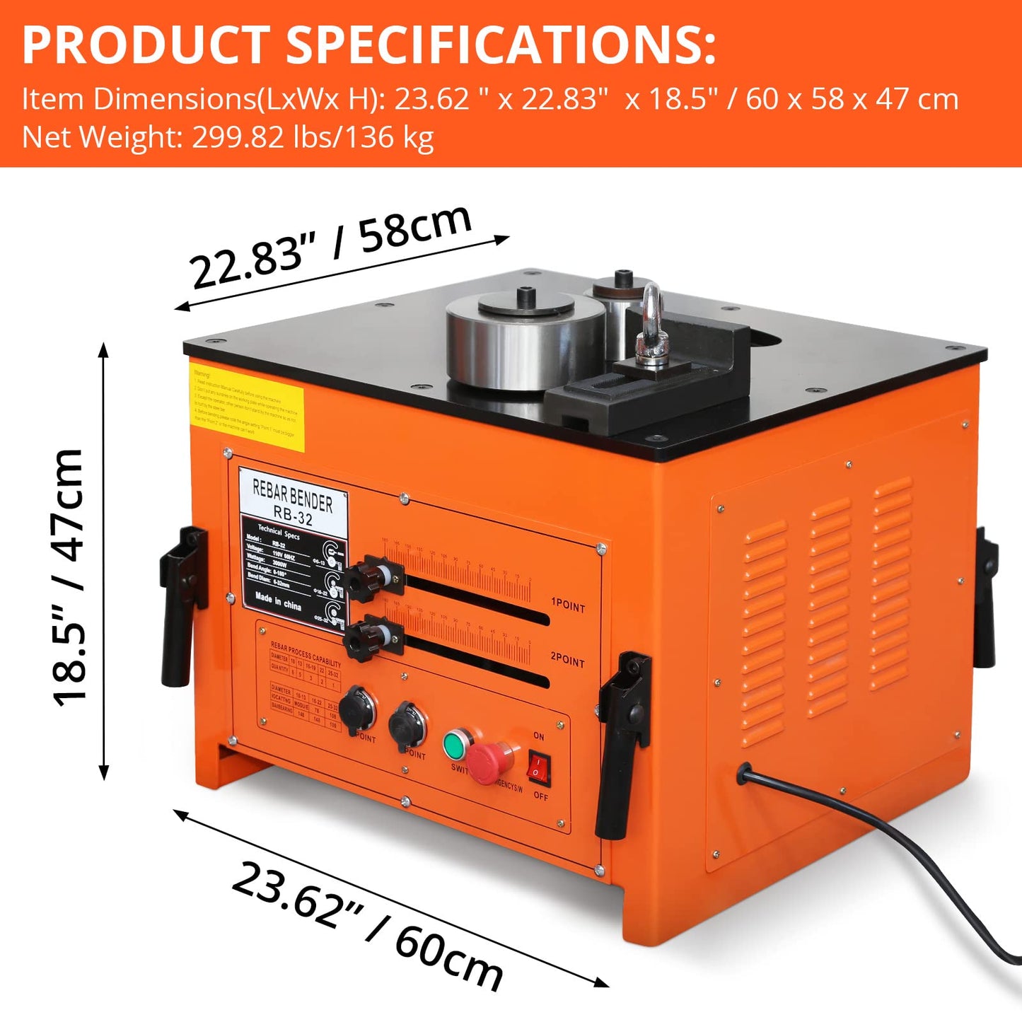 Garvee Electric Rebar Bender Machine 3000W up to 1.3 in with Our Electric Bender - Achieve 0-180° Angles, Operate with Convenient Foot Pedal Switch, and Benefit from Powerful 3000W Motor