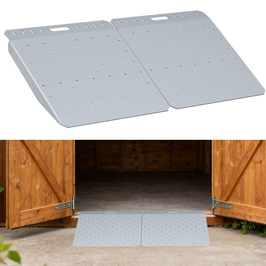 48" Wide Heavy Duty Shed Ramp, 2-Pack 1500 LBS Capacity Anti-Slip Punch Plate Surface Ramp for Riding Lawn Mowers, ATV, Tractors, Motorcycles & Lawn Equipment