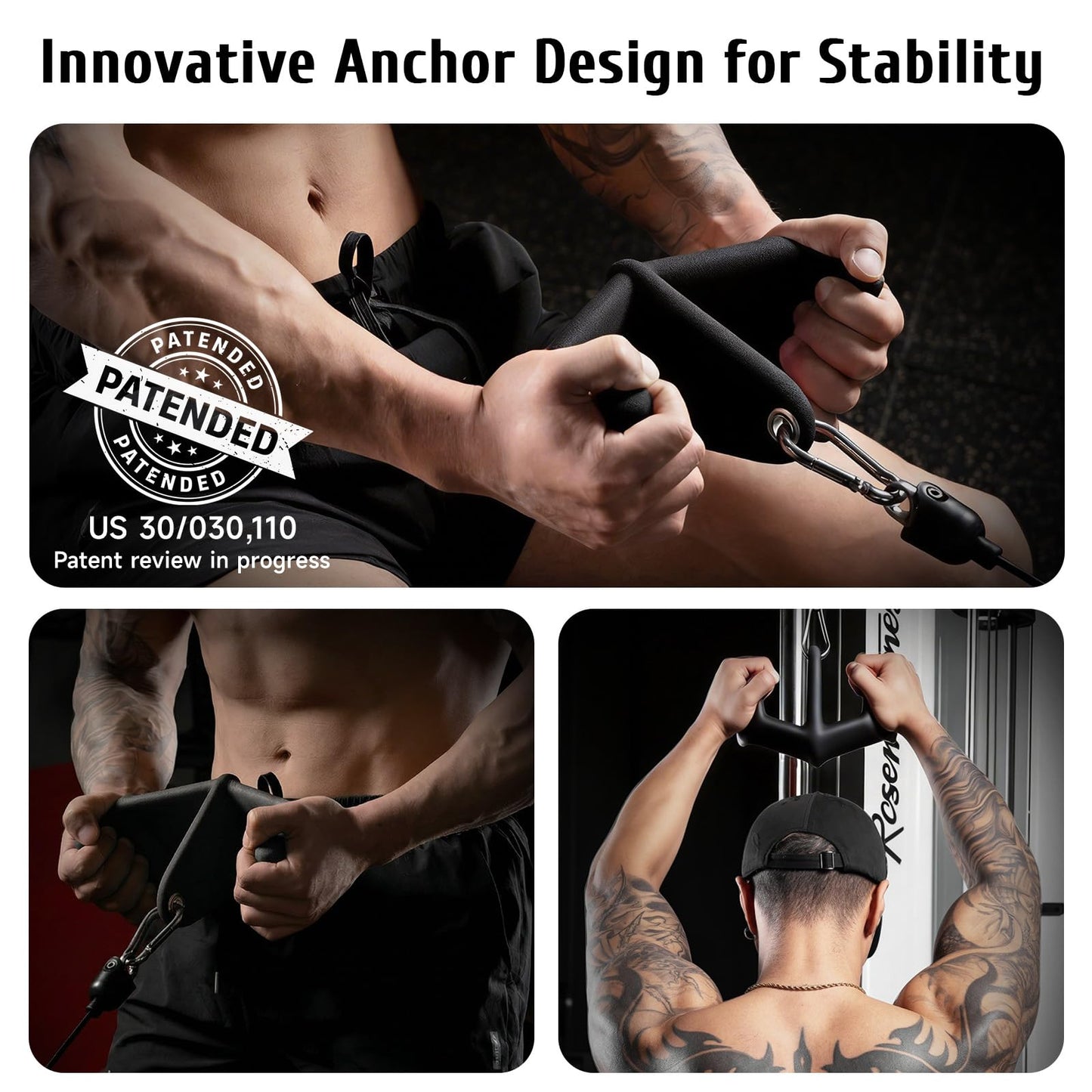 MOST GRIP LAT Pull Down Bars Set, Triangular Stability LAT Pulldown Attachments with 8 Ergonomic Handles for Whole Back Training, Non-Slip Cable Machine Attachment for Gym Home Workout