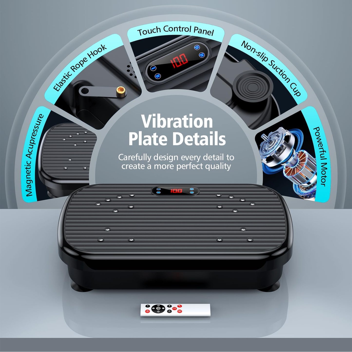 PUREROYI Vibration Plate Exercise Machine, 180 Speeds Workout Vibrating Plate for Lymphatic Drainage Weight Loss, Whole Body Vibration Platform Machines 330 Lbs Capacity for Women Men