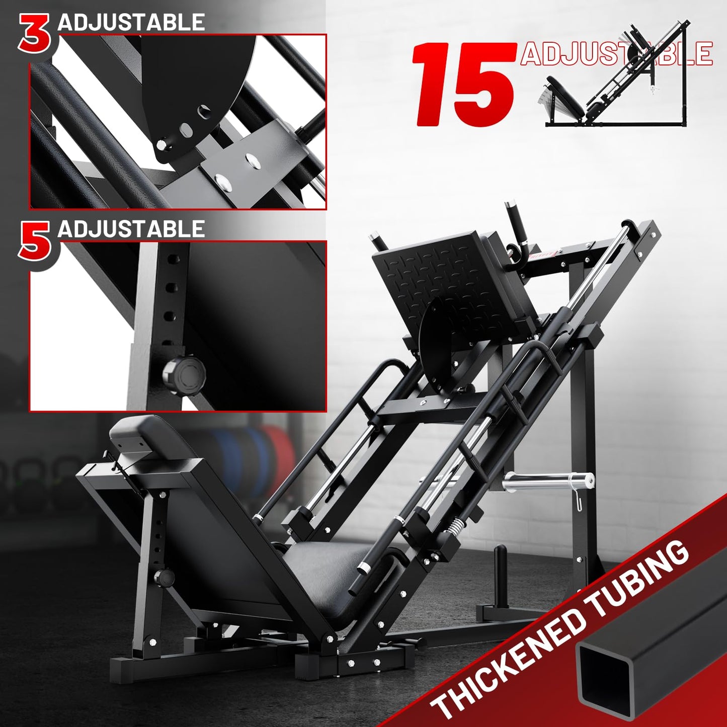RitFit Leg Press Hack Squat Machine, Professional Adjustable Leg Press Machine for Home Gym with Linear Bearing, Full Lower Body Workout with Weight Storage