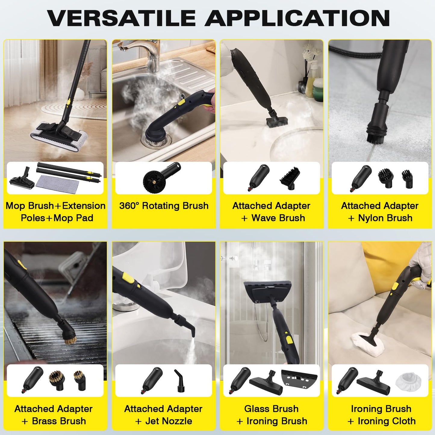 TVD Steam Cleaner, Steamer for Cleaning with 26 Accessories, Steam Cleaner for Home with 5M Extra-Long Power Cord for Home Floor Cleaning, Tile Detailing, Grout, Upholstery.