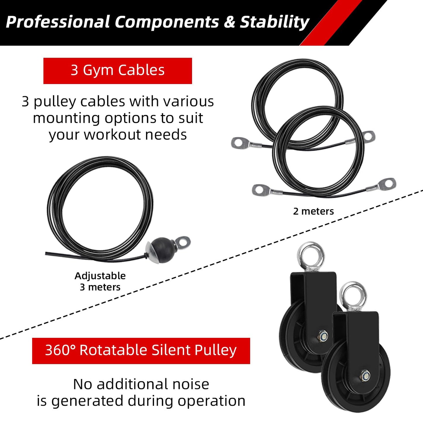 LFJ LAT Pull Down and Lift Weight Pulley System Cable Machine Pulley Attachment for Triceps Pull Down, Biceps Curl, Back, Forearm, Shoulder Home Gym Equipment (Set with Adjustable Bar)