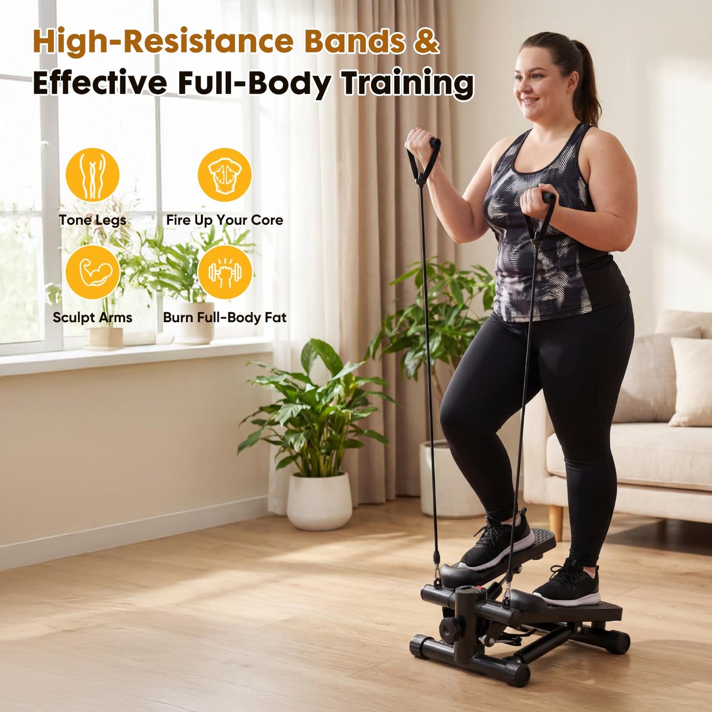 NEWBULIG Mini Stepper for Exercise at Home Stair Step Machine for Indoor Fitness Portable Home Gym Stepper for Full Body Workout 300lb Weight Capacity