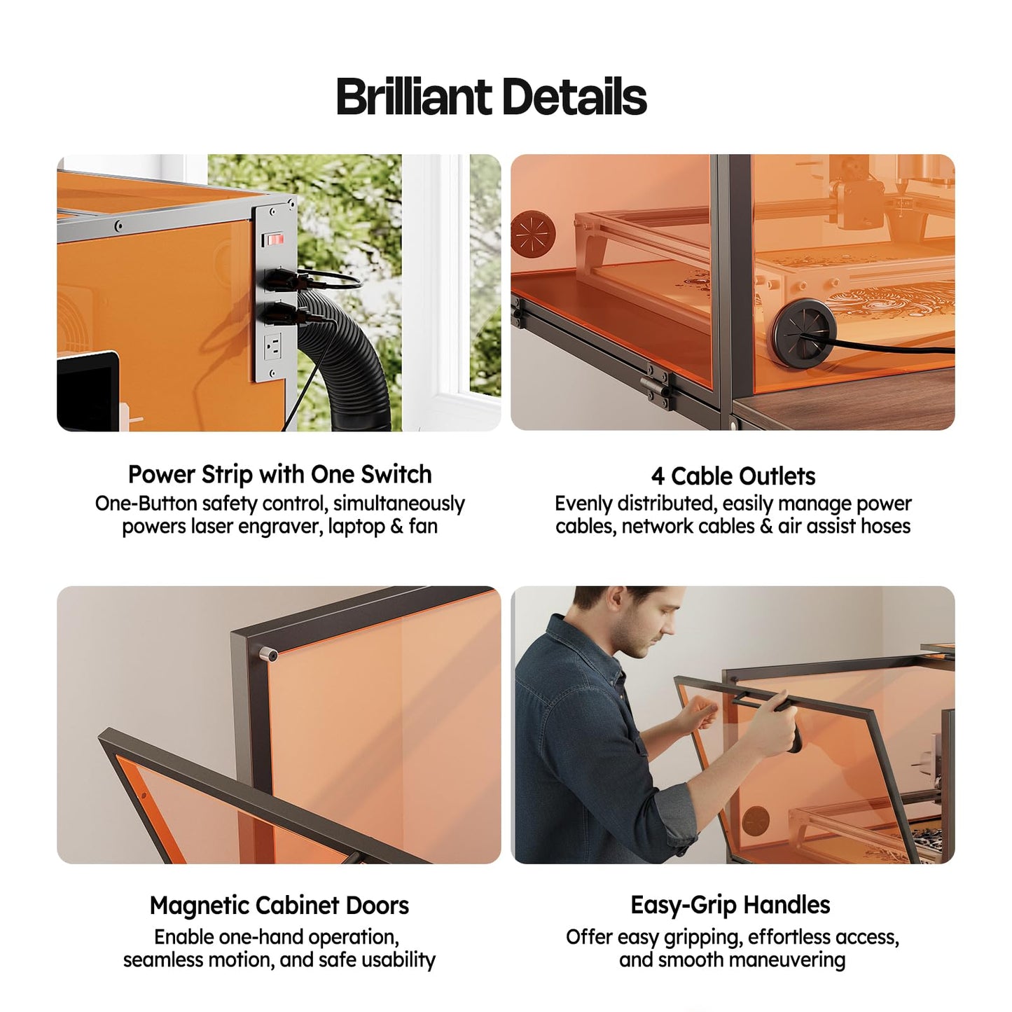 Crafit Laser Engraver Enclosure Cabinet with Exhaust, Laser Engraving Table with Ventilation Fan, Heavy Duty Laser Cutter Protective Cover Tent with Light Filtering, Insulate against Noise Fumes Odors