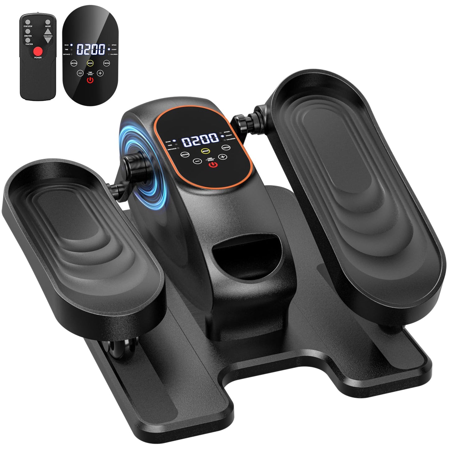 Under Desk Elliptical Machine, Electric Elliptical Leg Exerciser for Seniors with 15 Adjustable Speeds, Quiet Elliptical Exercise Machine, Mini Seated Pedal Exerciser with Remoter Home Office(Black)
