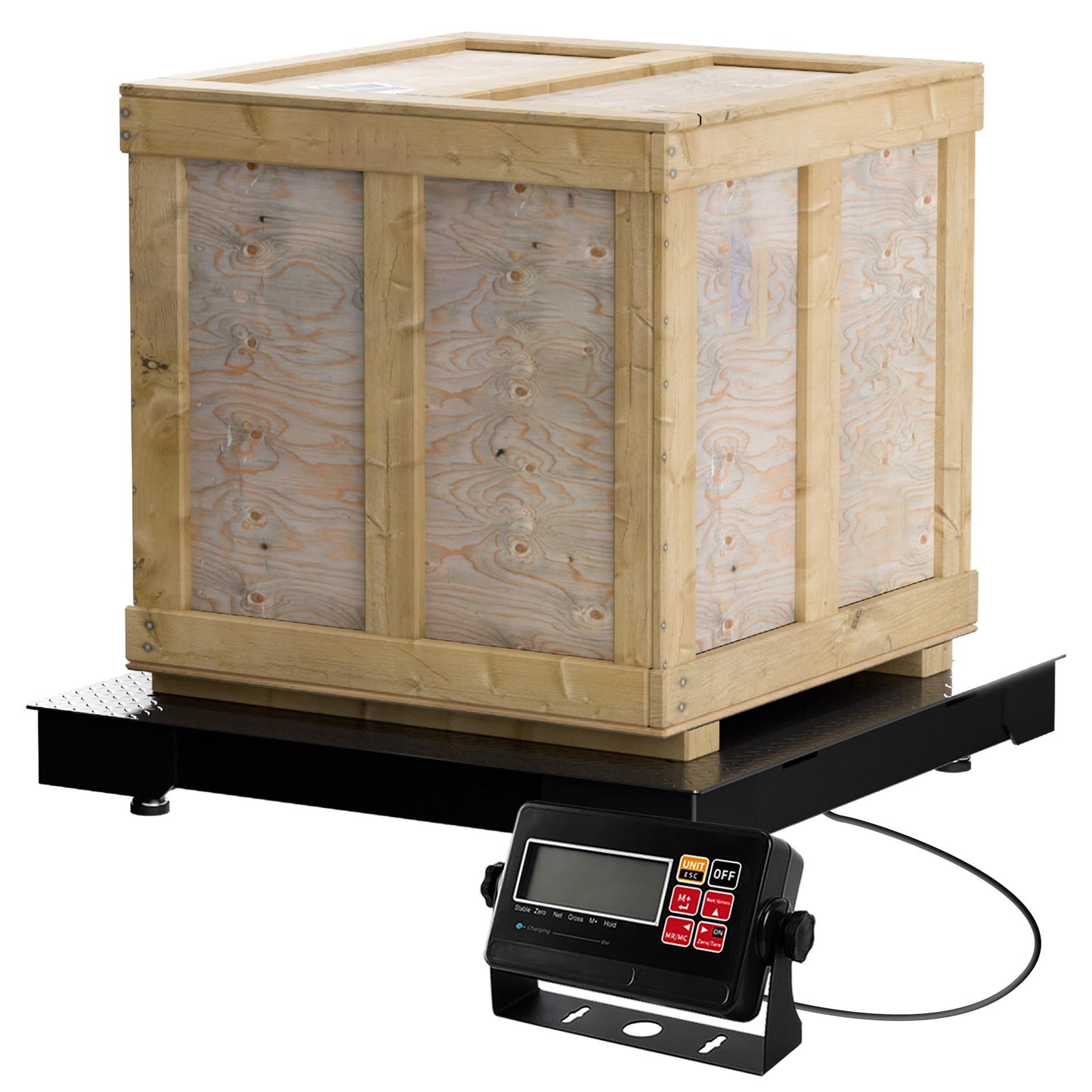 Industrial Floor Scale 24x24 Inch - 2200lb x 1lb, Heavy Duty Platform Weighing Scale with Digital Display