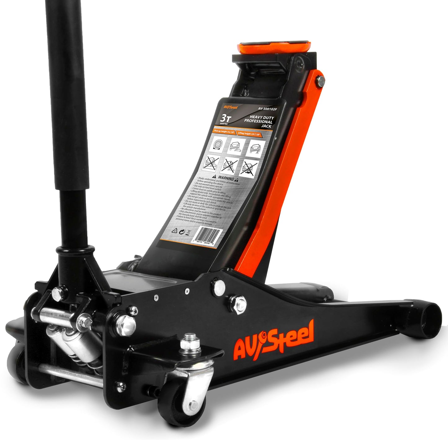 AV Steel Low Profile Floor Jack 3 Ton (6600 lbs), Heavy Duty Hydraulic Jack for Car, Heavy-Duty Floor Jack with Dual Pistons Quick Lift Pump, Car Floor Jack with Lifting Range 3-1/8'' to 19-7/8''