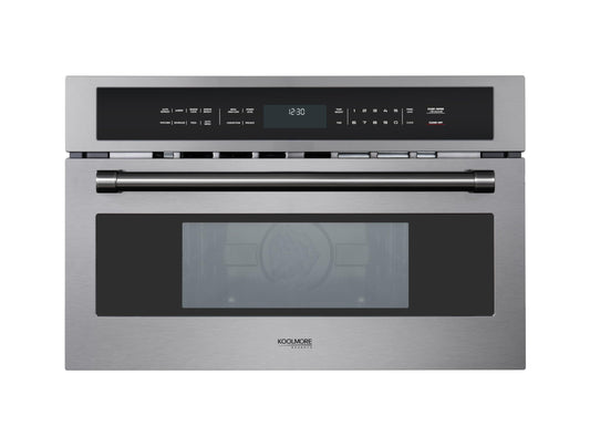 KoolMore Reserve 30 in. 1.6 cu. ft. Built-in Convection Microwave Oven with Air Fryer, 10 Power Levels, Sensor Cooking, Bake, Roast,1750 Watts & NEMA 5-20P Plug, UL Certified in Black Stainless-Steel