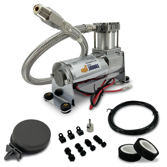 TORQUE 12V Heavy Duty 444c Air Compressor Kit - 120 PSI, Portable Single Port, Replaces Air Lift 16092 16192 - Compressor for Train Horns, Air Horns, Air Ride Suspension, Train Horn Systems (TR16192)