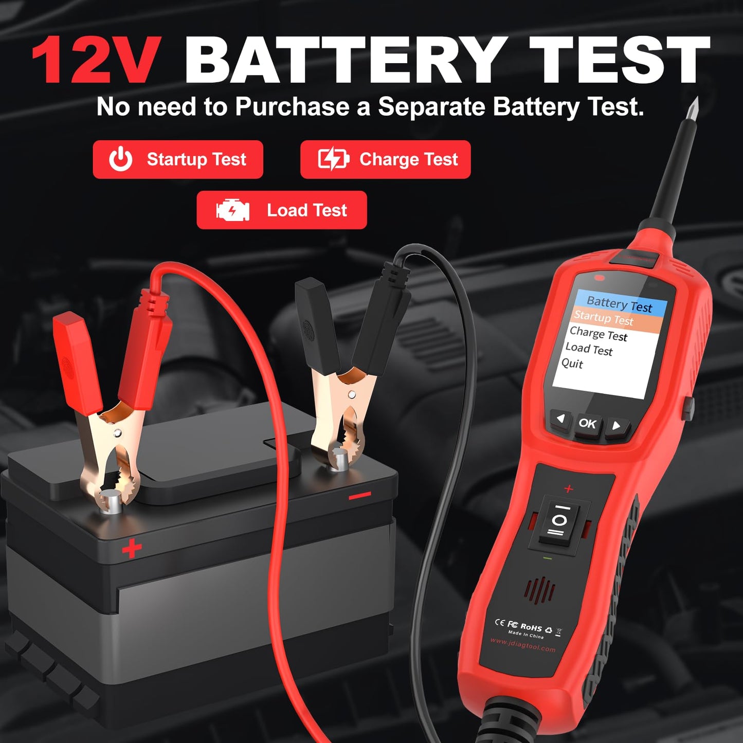 Circuit Breaker Finder Tool, Battery Tester, AC DC Voltage Tester, Fuel Injector Tester, 9V-30V Automotive Circuit Tester with 40FT Cable, P180