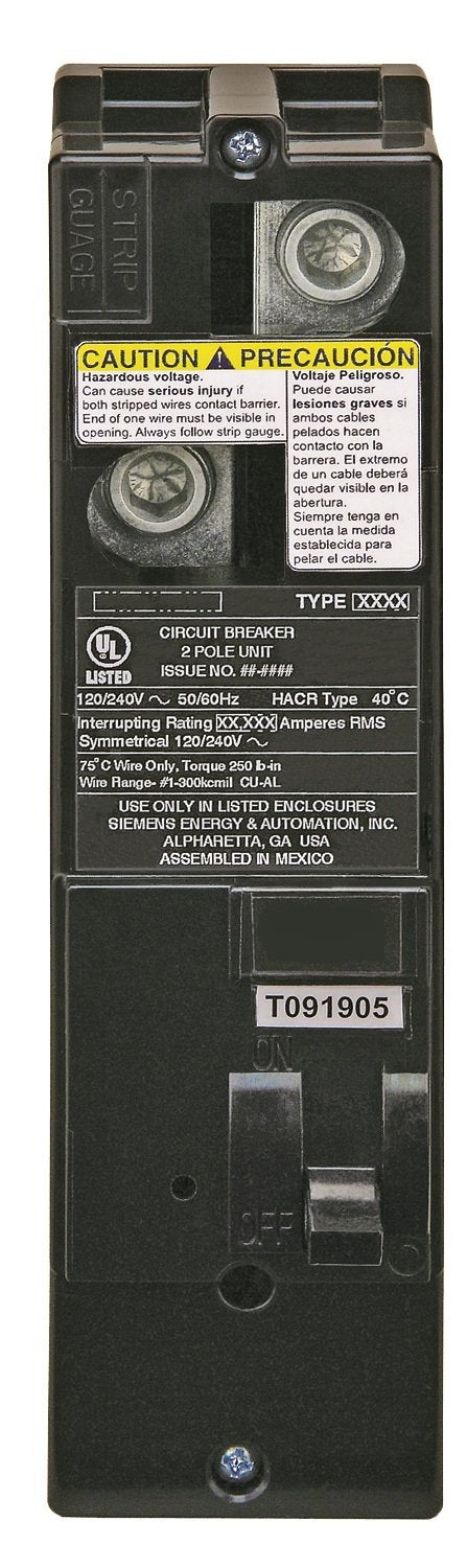 SIEMENS QS2125 QS Type 125-Amp Multi-Family Main Breaker, 10 KAIC Rated, COLOR