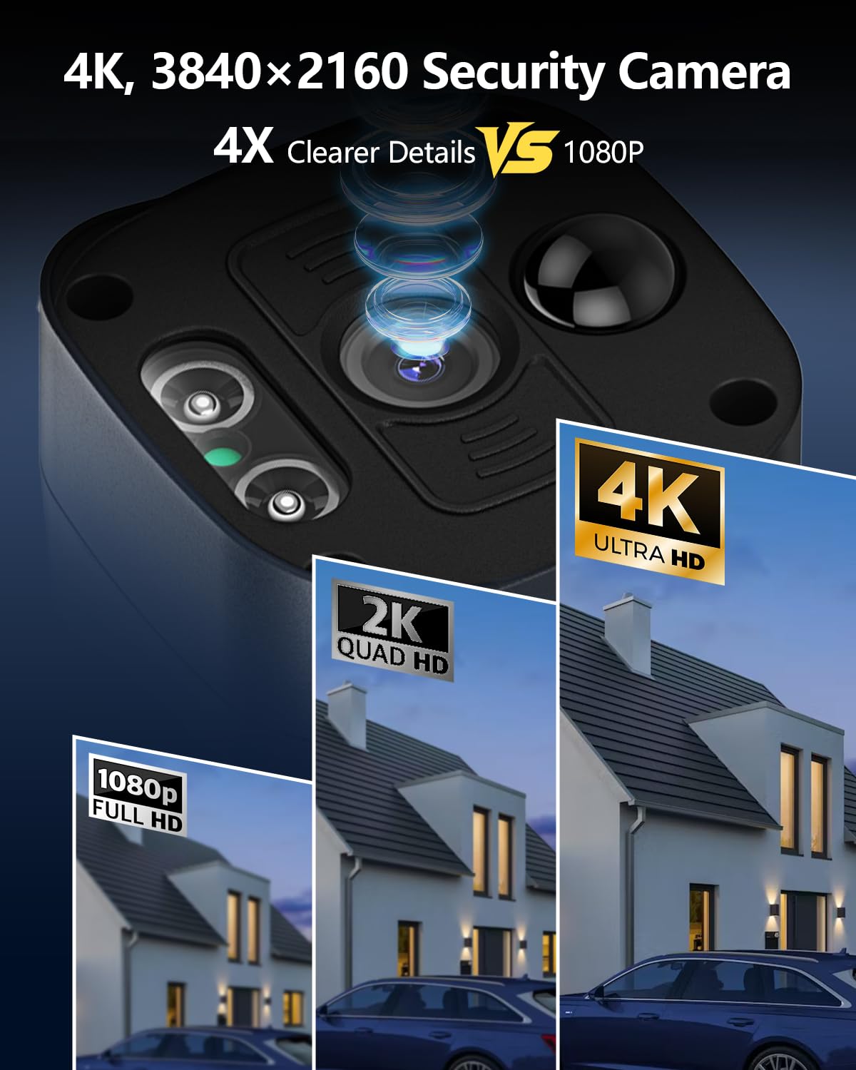 (2026 New) 4K PoE Security Camera System Outdoor, 8CH NVR with 10.2" IPS Monitor & 1TB HDD, 4 Cameras, 130° Wide Angle, AI Human Detection, Two-Way Audio, No Monthly Fee
