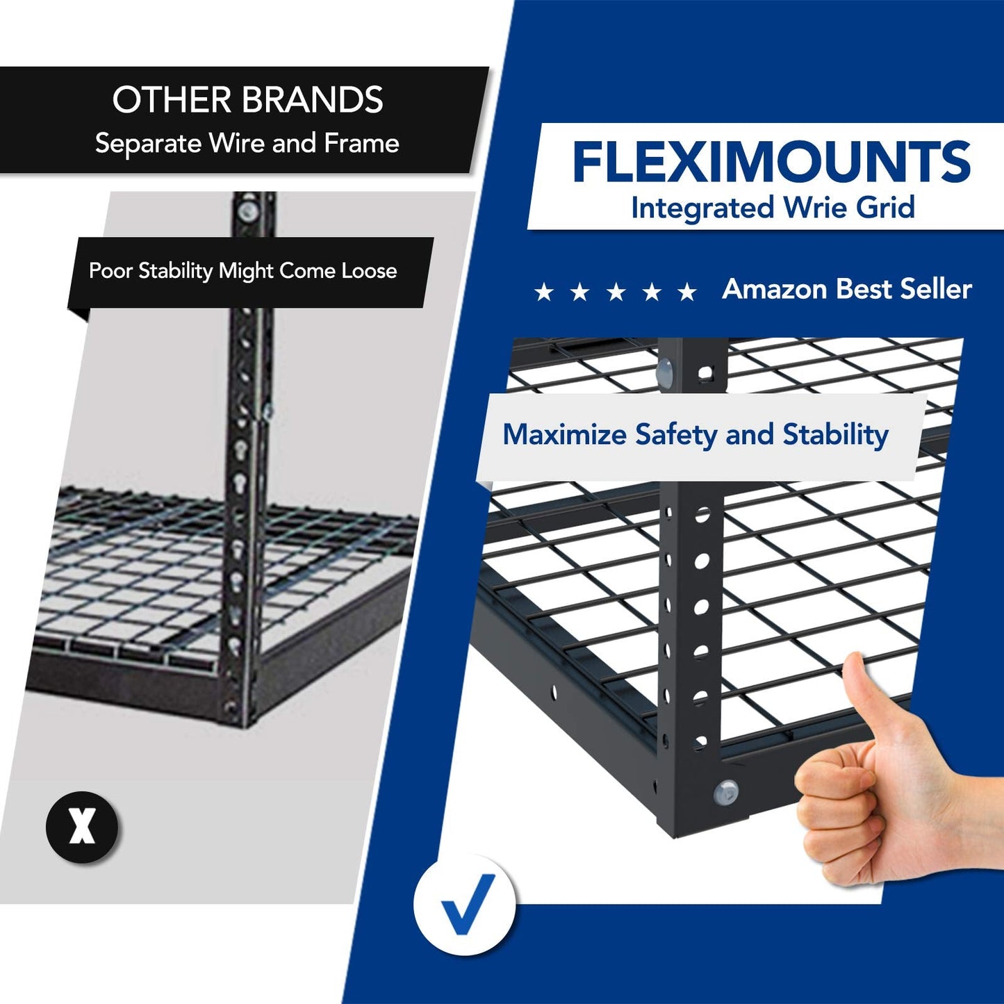 FLEXIMOUNTS 4x6 Overhead Garage Storage Adjustable Ceiling Rack 72" Length x 48" Width x 40" Height, 450lbs Weight Capacity, Black, Classic Series