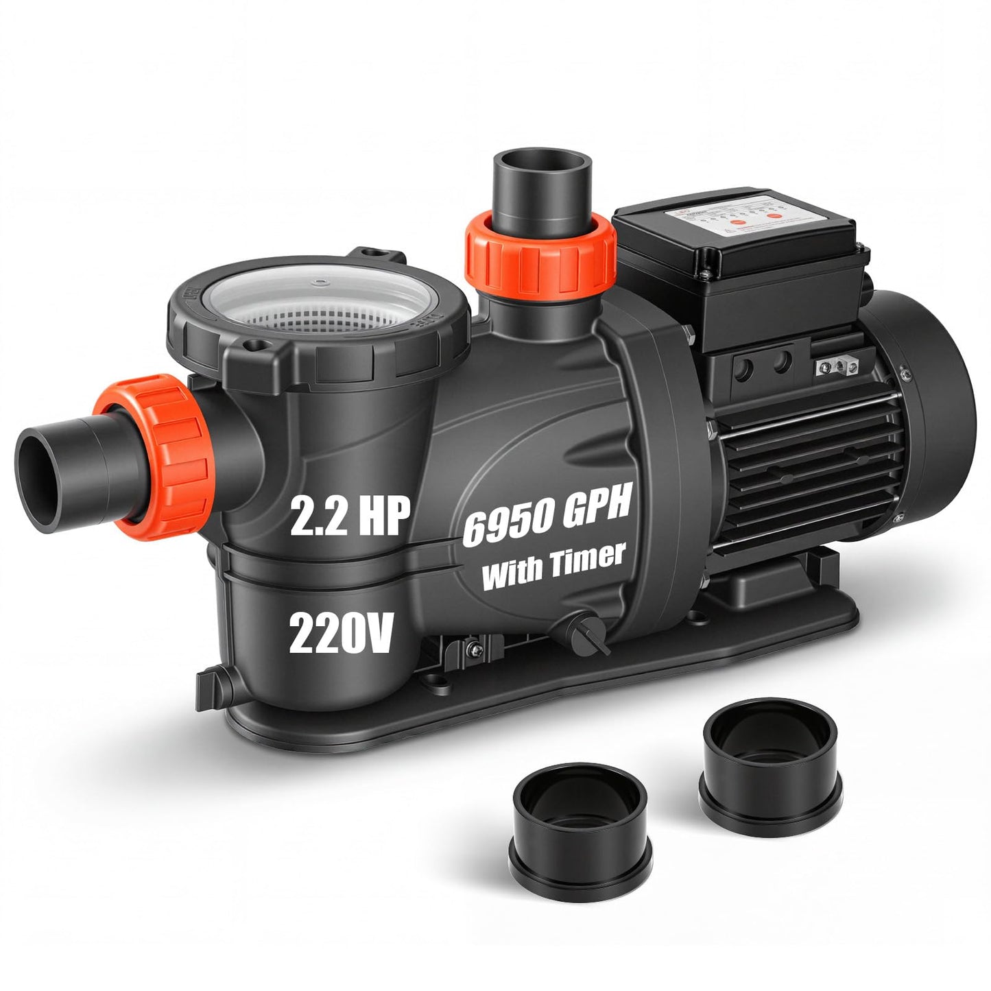 LEO In/Above Ground Pool Pump High Flow Powerful Self Priming Pool Pump,Dark Black