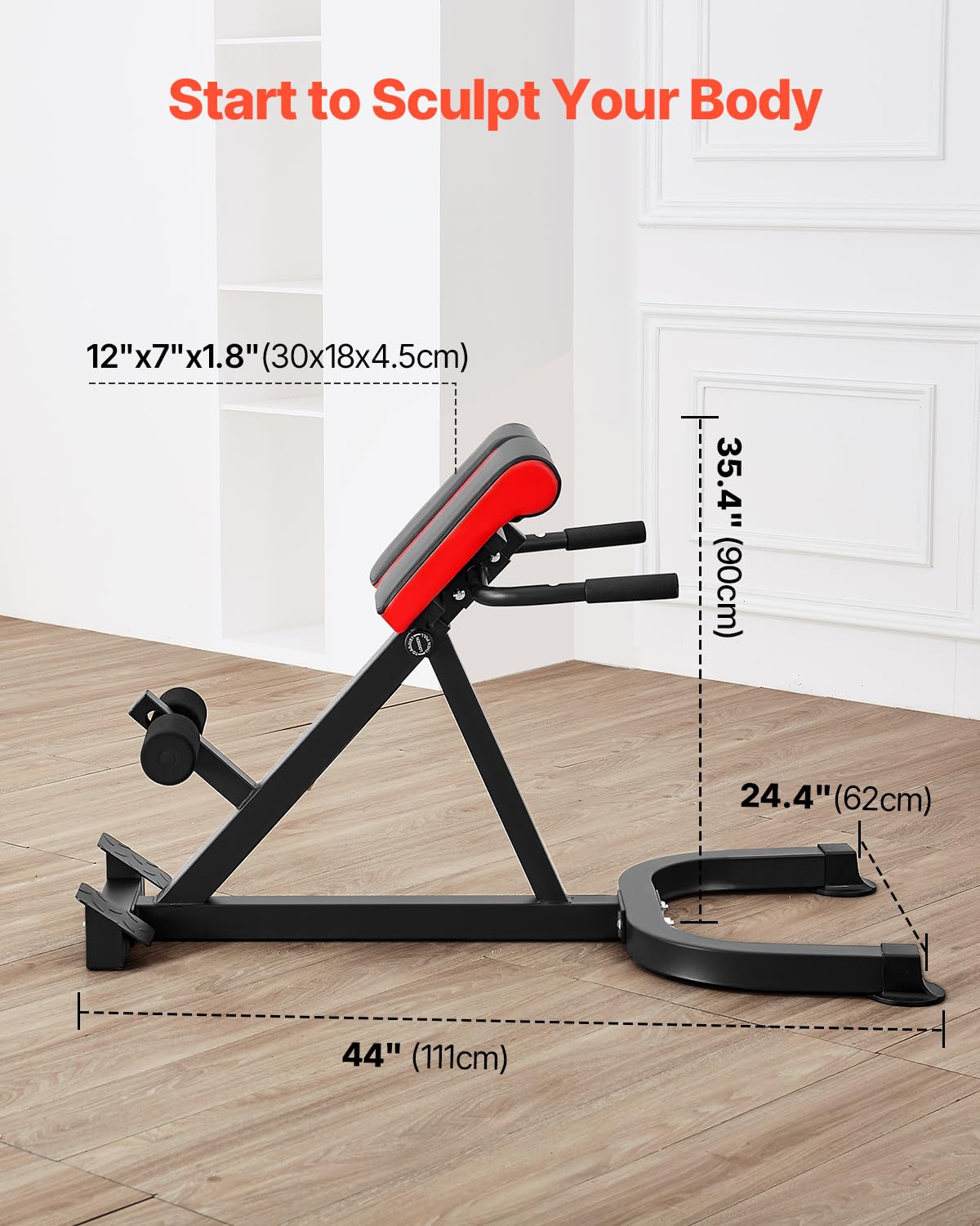 VEVOR Roman Chair Hyperextension Bench, 300 lbs Adjustable Extension Machine, Multi-Function Exercise Equipment for Glute, Hamstring, Lower Back, and Ab Workout, Fitness Weight Bench for Home Gym