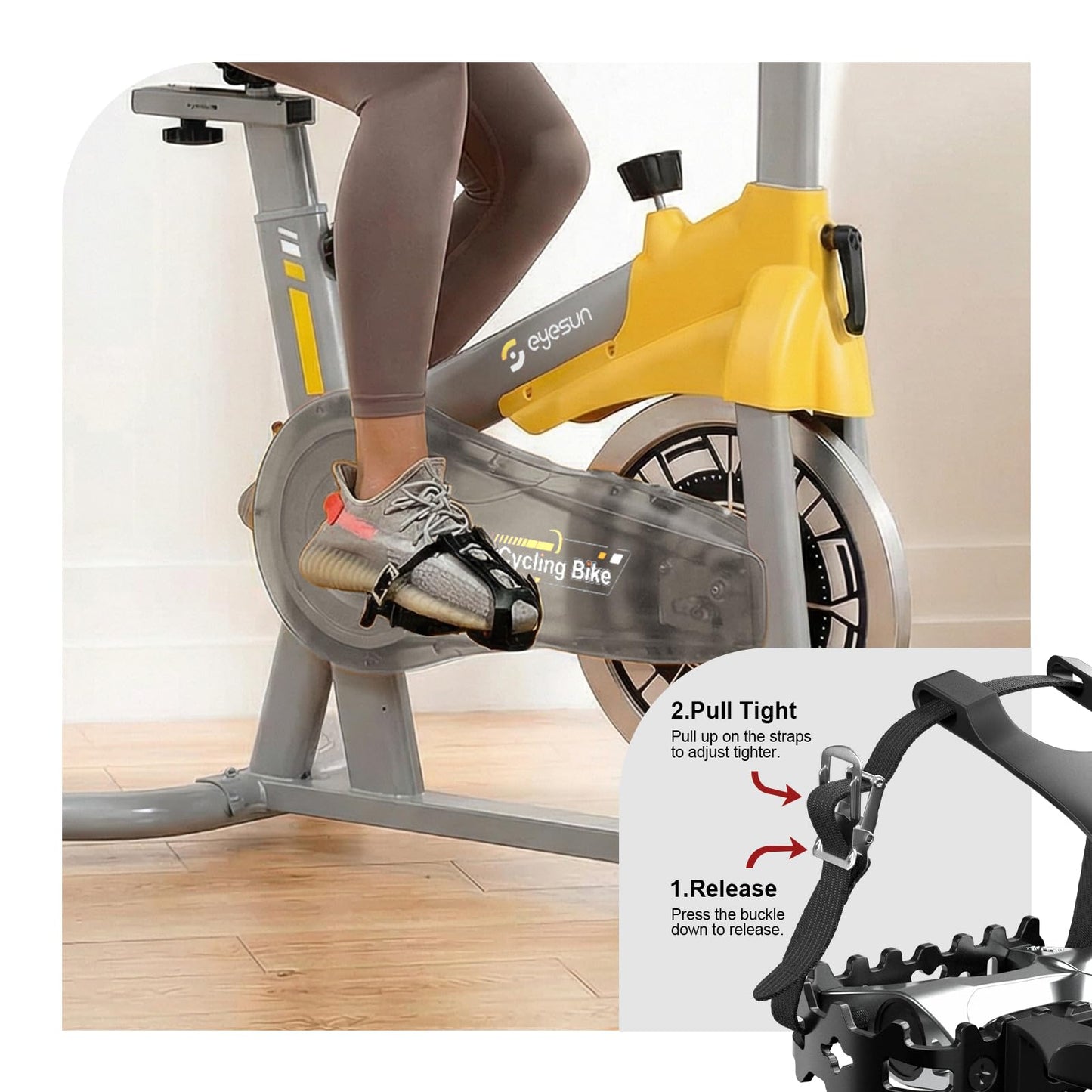 Bike Pedals,Grade Spin Bike Pedals with Toe Cages & Straps,Compatible with Road Bikes, Peloton, Mountain Bikes&MTB,Toe Clip Pedals Designed for Wide Shoes,Ideal for Indoor & Outdoor Cycling