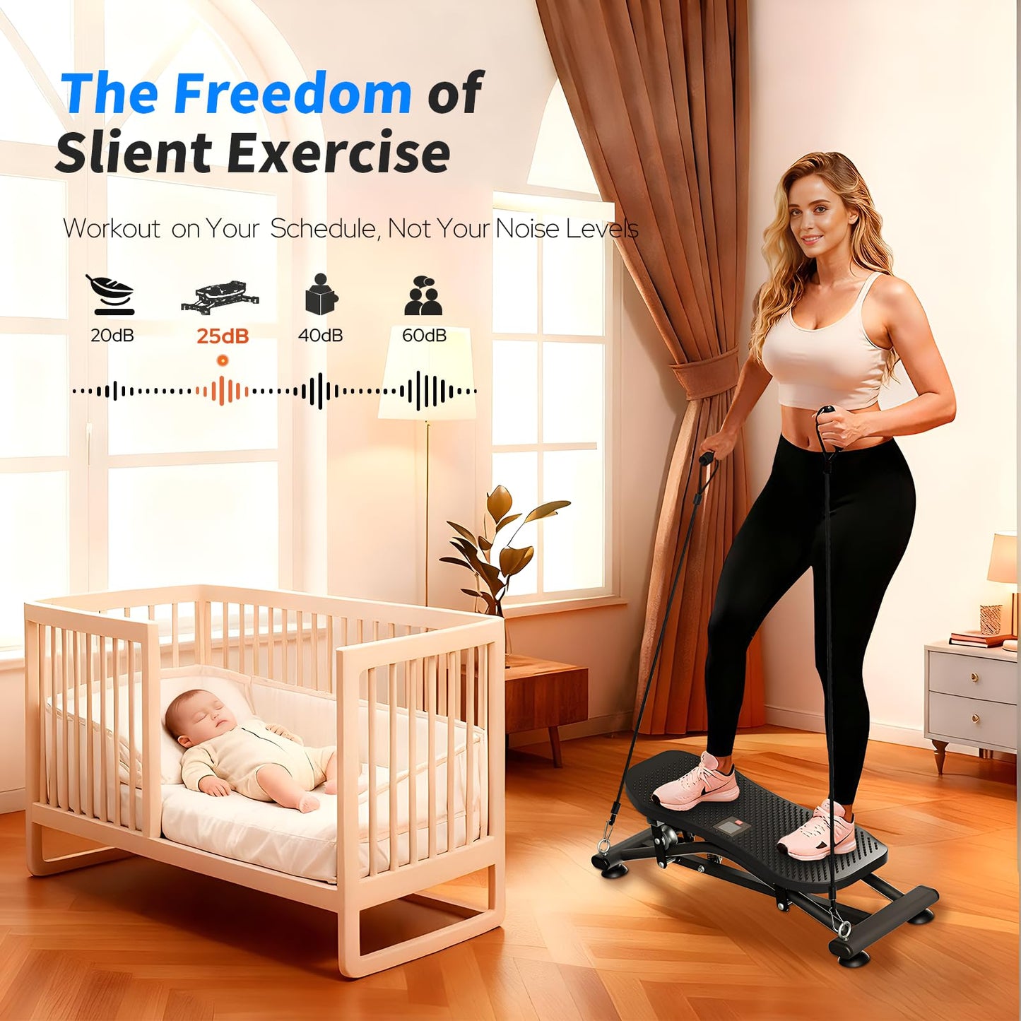 ZCMHAXJ Balance Board for Adults, Ski Machine Exercise Equipment with Resistance Bands, Rock Stepper Featuring LCD Monitor, Portable Wobble Board or Full Body Workout at Home Gym