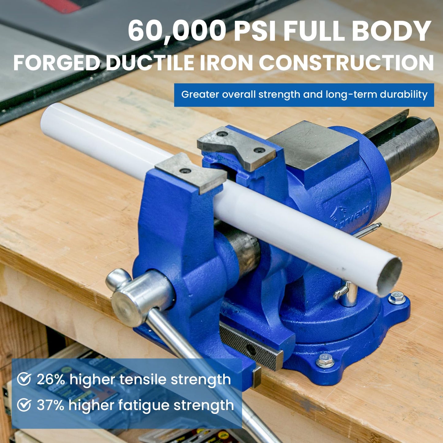 Forward HY-DT150B-6IN Heavy Duty Bench Vise 360-Degree Swivel Base and Head with Anvil (6")