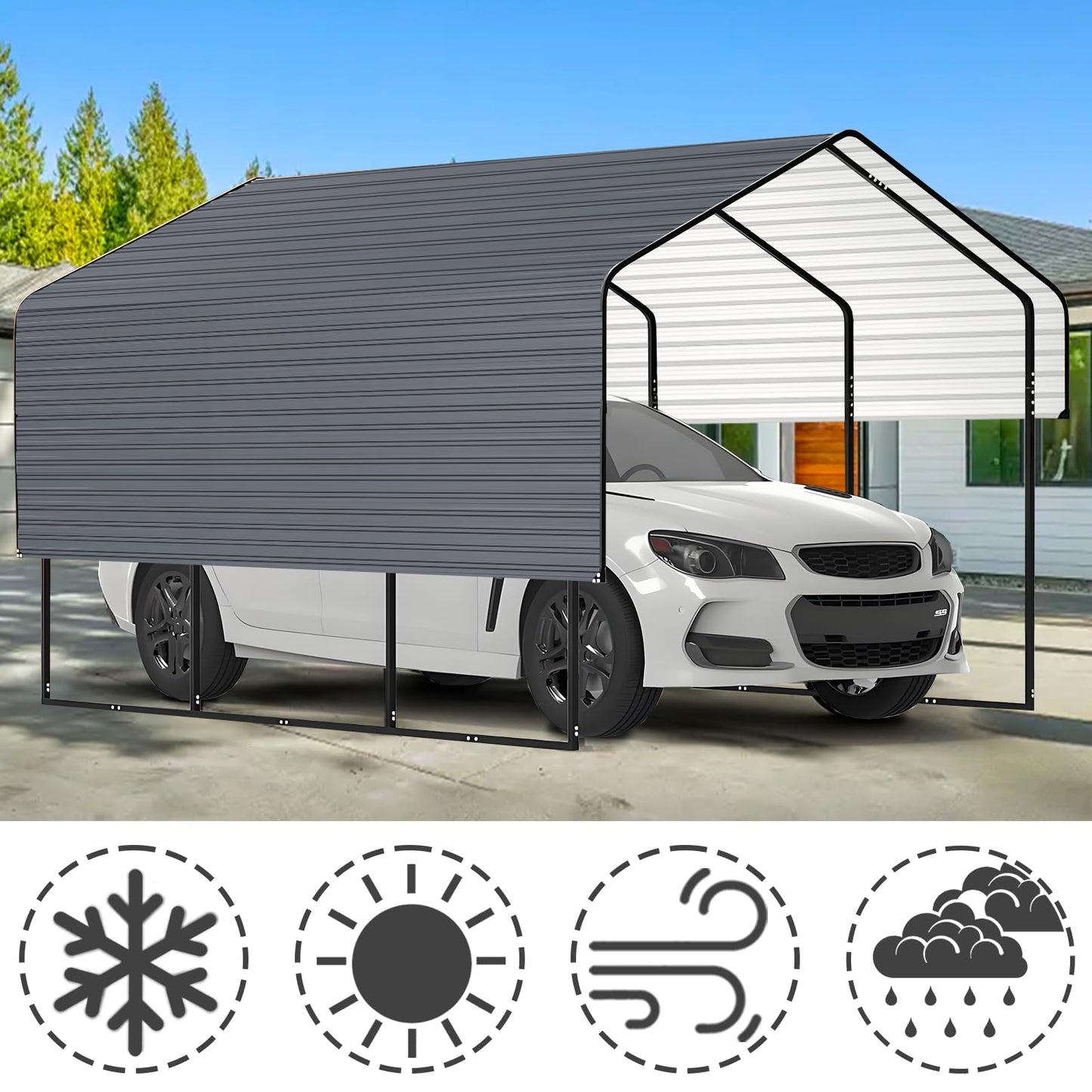 Metal Roof Panels - 12 Pcs Corrugated Pergola Roofing Panels Heavy Duty Waterproof Tin Roofing Materials for Shed Gazebo Patio Garages 50.78x17.7in,Grey