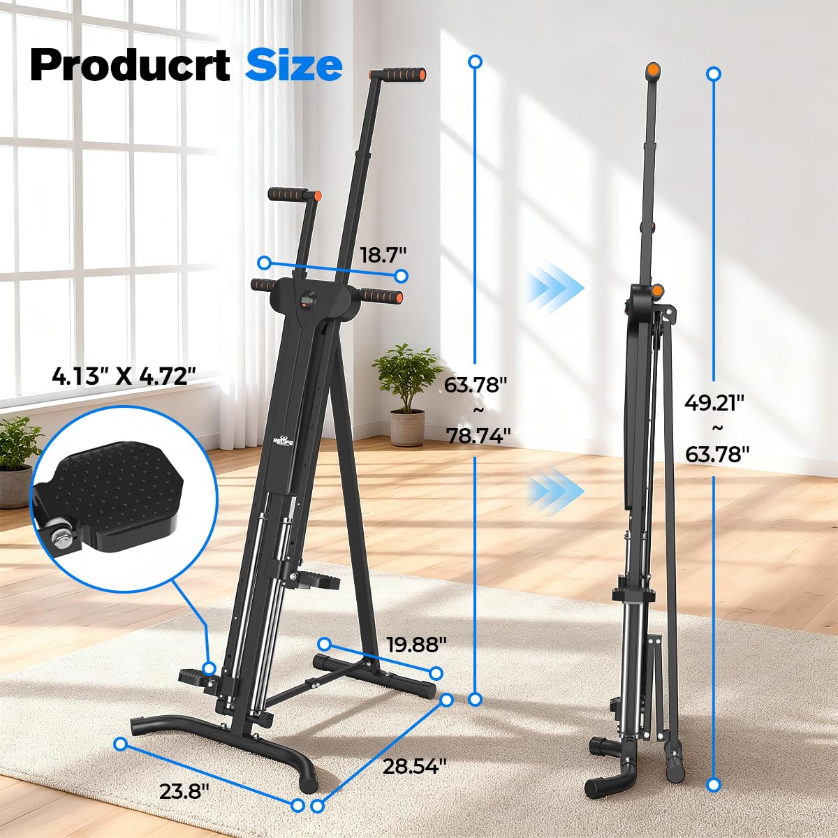Relife Stair Stepper, Vertical Climber Exercise Machine for Home Gym, Stair Climber with 4 Metal Guide Rails Folding Step Fitness Machines Cardio Workout Machine 5-Level Heights 2026 Newer Version