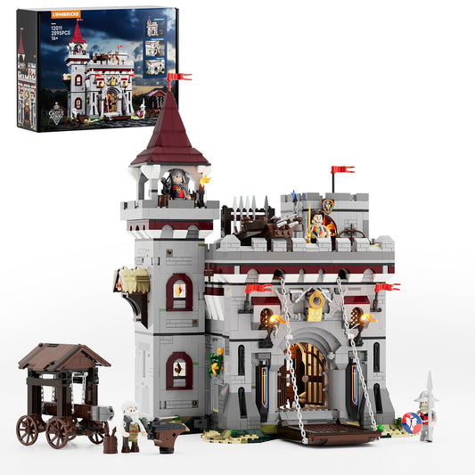 Lumibricks Medieval Castle Armory Lighting Building Bricks Set - Middle Ages City Town Modular Collection Display Kit with Minifigures 2895 Pcs for Adults & Teens