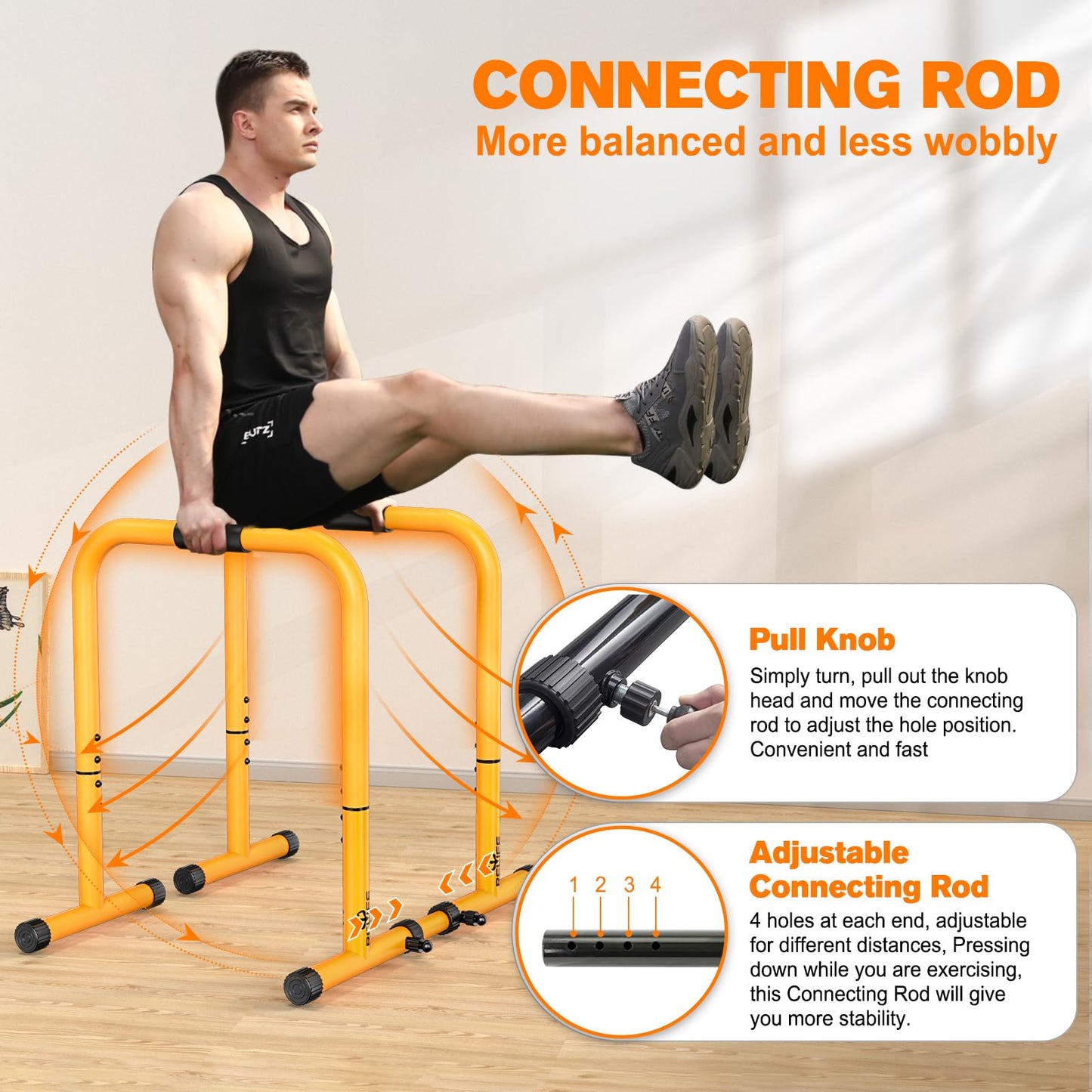 RELIFE REBUILD YOUR LIFE Dip Bars & Dip Station Functional Heavy Duty Dip Stands Fitness Workout Dip bar Station Stabilizer Parallette Push Up Stand (Yellow)