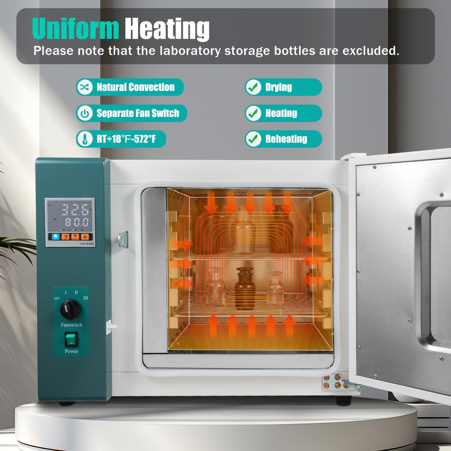 110V 1000W Lab Forced Air Convection Drying Oven, 45L Horizontal Electric Blast Drying Oven with Intelligent Temperature Controller, Digital Thermostatic Electric Incubator Box for Drying