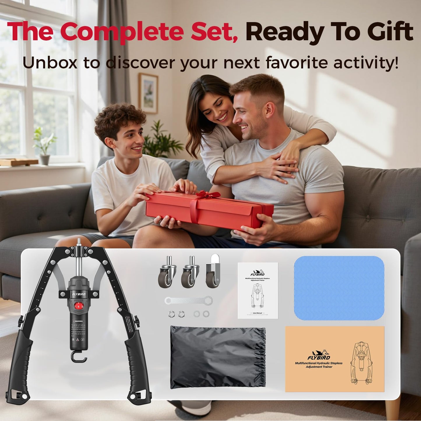 FLYBIRD CT1 Chest Trainer & Arm Twister & Core Trainer, Hydraulic Power CoreFlex Twister Chest Workout Equipment, 22-440lbs for Strength, 3-in-1 Trainer with Ab Roller Wheel(Backpack & Pad Included)