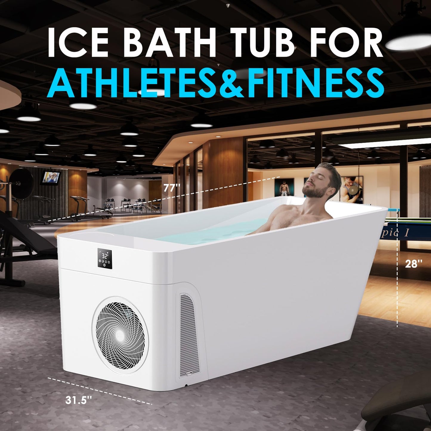 ICEGALAX Ice Bath Tub with Built-In Water Chiller (Down to 38℉), Smartphone Control, Whisper-Quiet, Freestanding Design for Full-Body Recovery & Cold Therapy, All-in Gen 2 (White)