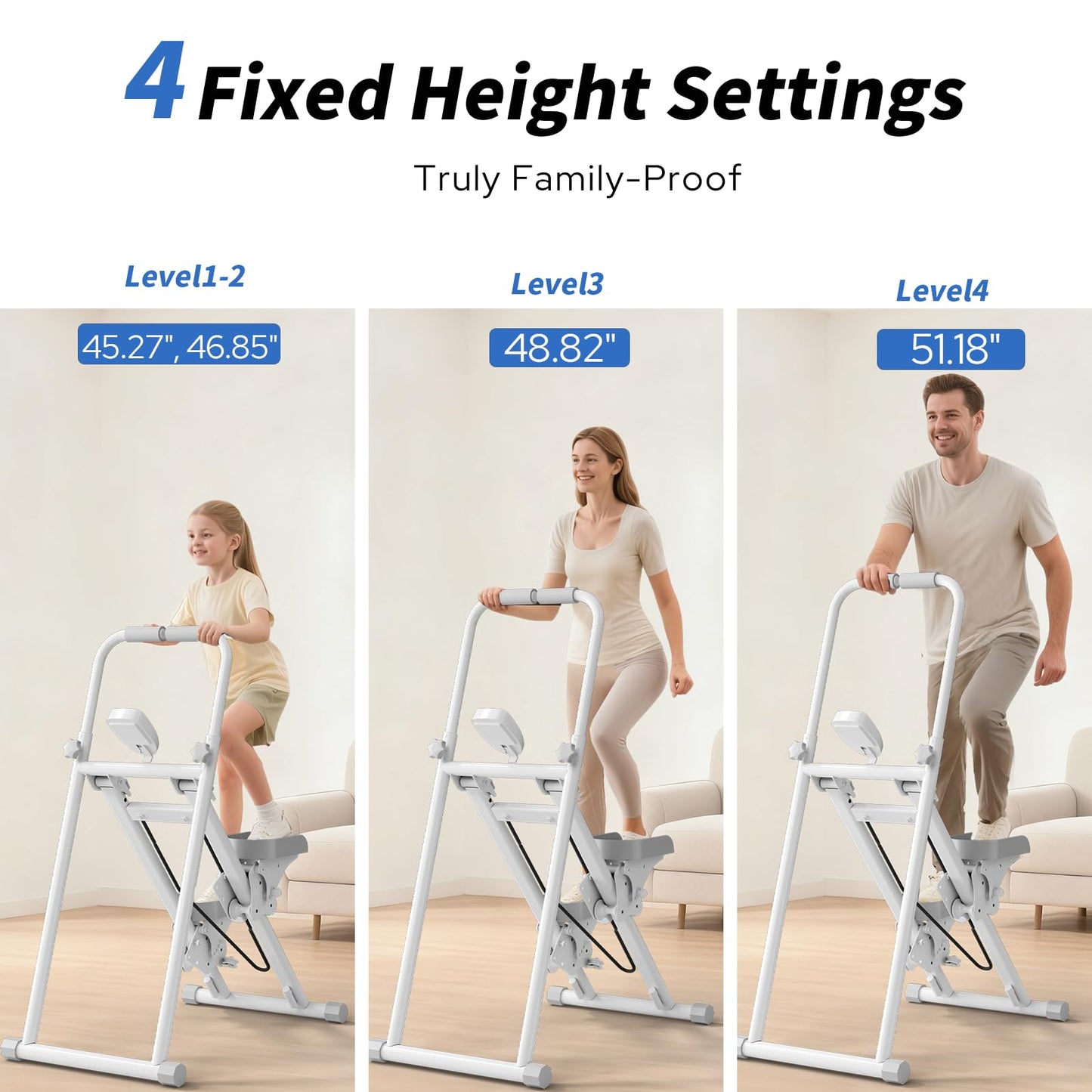 ZCMHAXJ Foldable Stair Stepper for Home, Adjustable Stair Climber with 4 Heights & 3 Angles, Compact Folding Vertical Stair Master for Exercise at Home for Full-Body Workout (White)