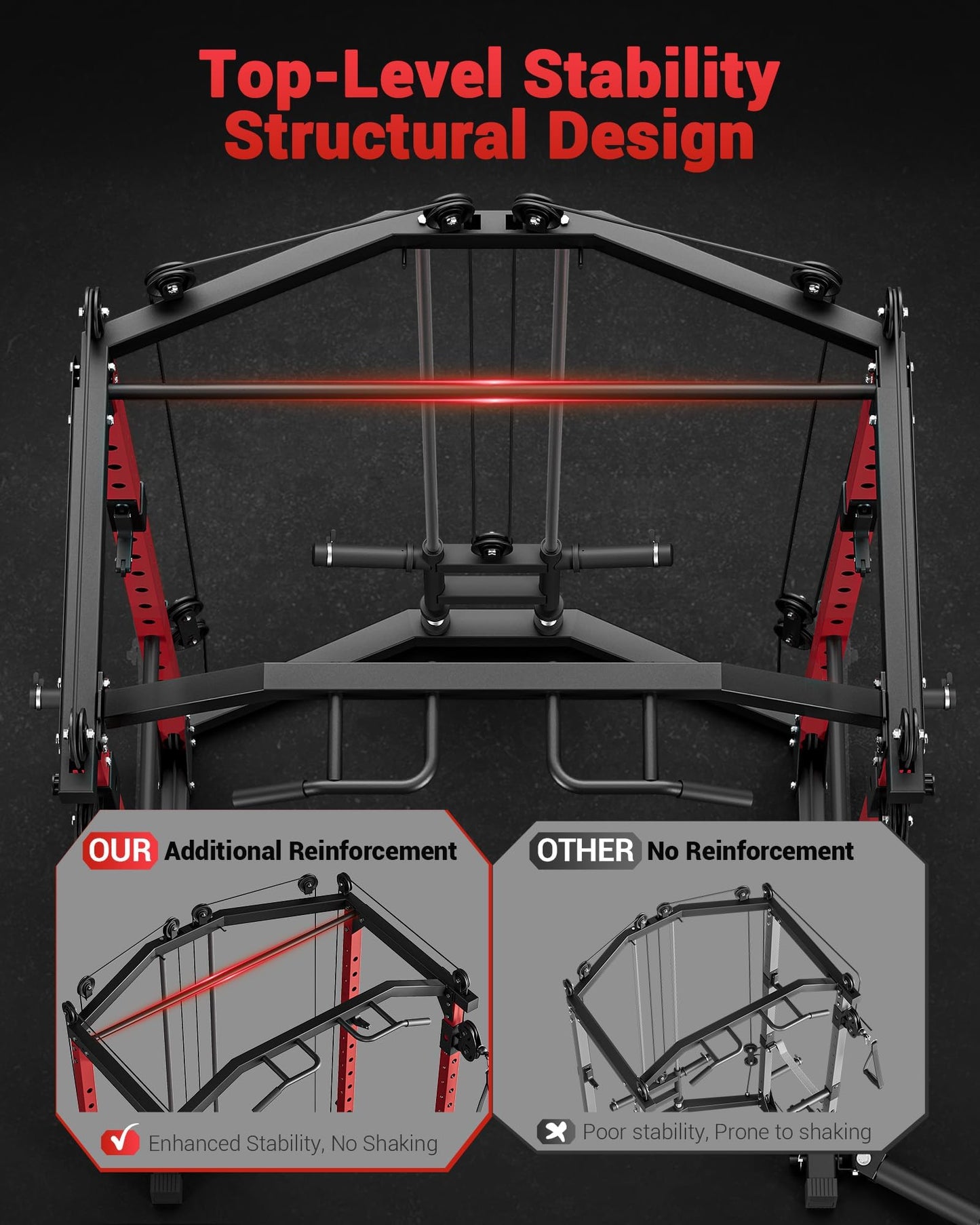 GarveeLife Power Cage, Multi-Functional Power Racks for Home Gym with Cable Crossover System, 1600 LBS Weight Capacity Fitness Squat Rack for Strength Workout with More Training Attachment, Red