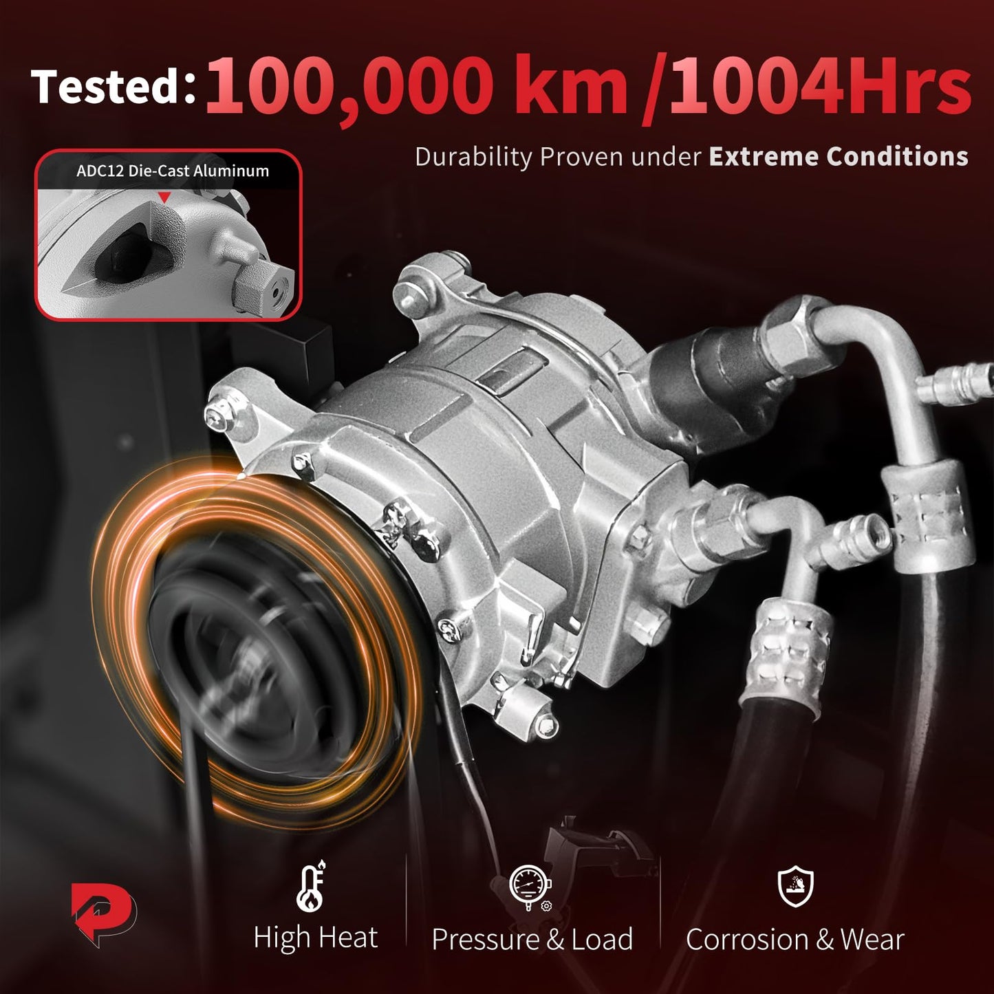 PHOBOOS A/C compressor with Clutch Compatible with Dodge Dakota 1996-2002, Jeep Cherokee 1997-2001, TJ 1997-1999, Wrangler 1997-1999, 2.5L 4.0L, For 1-Pin Connector Only (Not 2-Pin), Ref. 68550