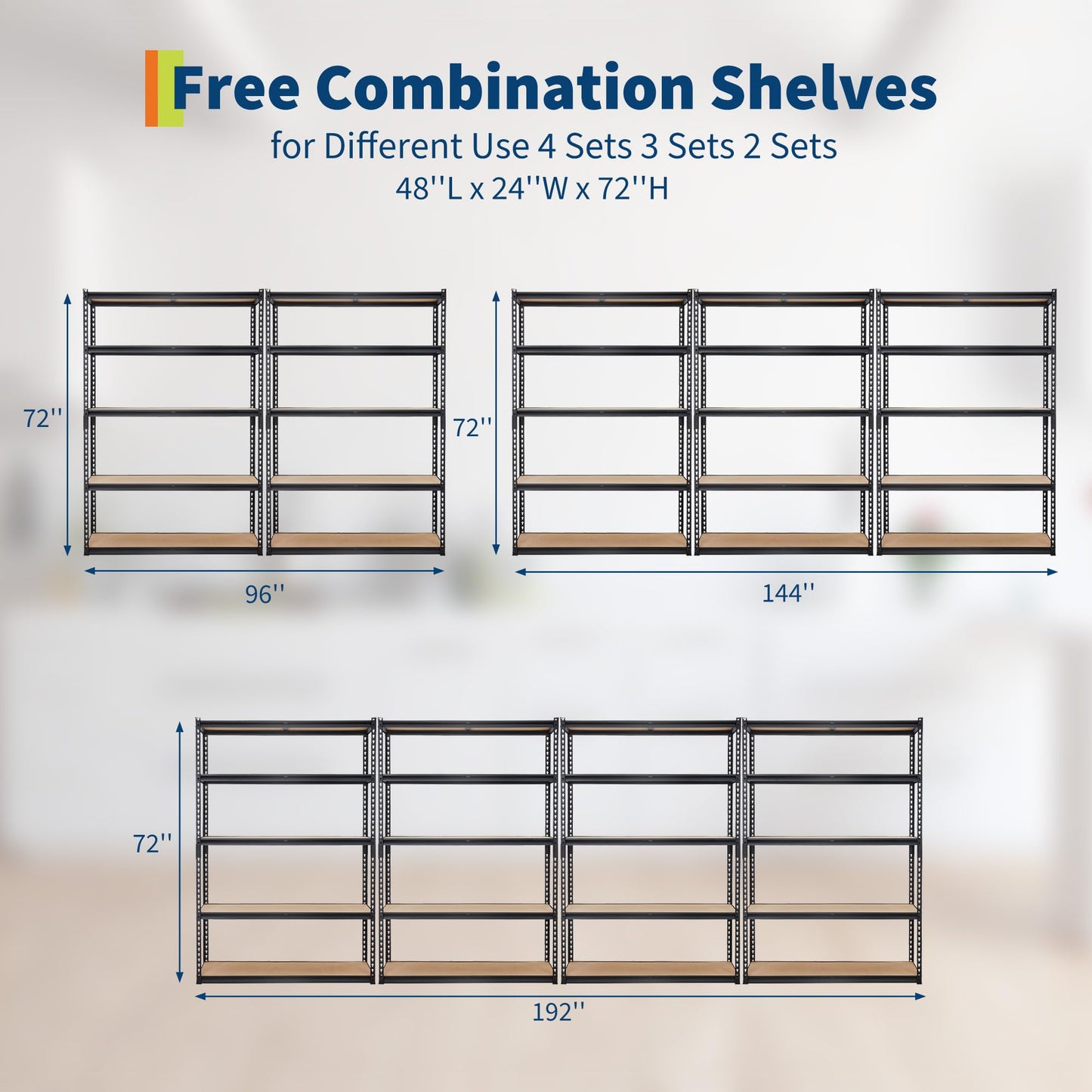 Heavy Duty Storage Shelving Racks, 5-Tier Adjustable Metal Garage Storage Shelves, 2500 LBS Capacity, 48" W x 24" D x 72" H Muscle Racks for Garage, Basement, Kitchen Pantry, Laundry Room