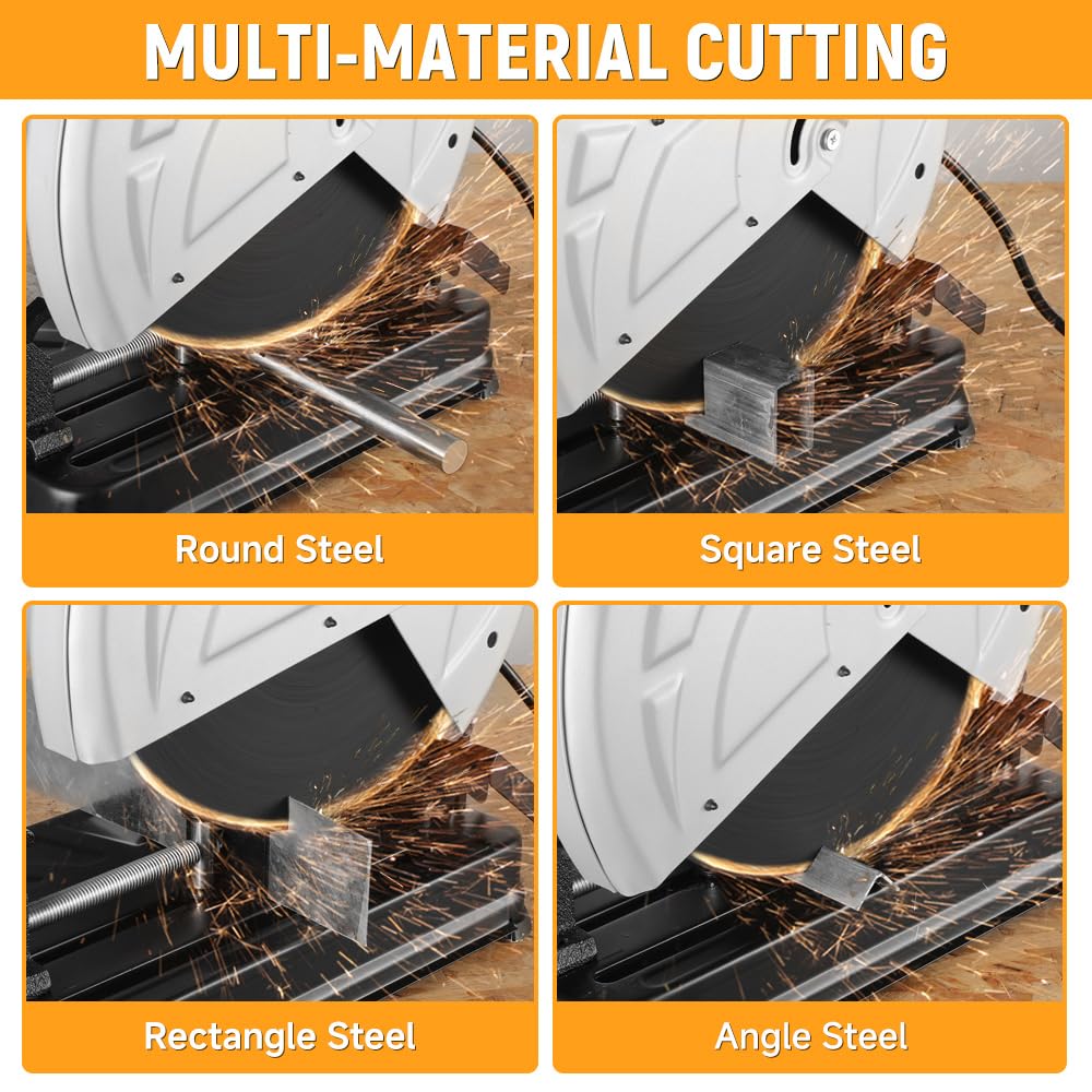 Hoteche 14-Inch Metal Cutting Chop Saw 2600W Heavy-Duty Electric Cut Off Machine with Saw Blade