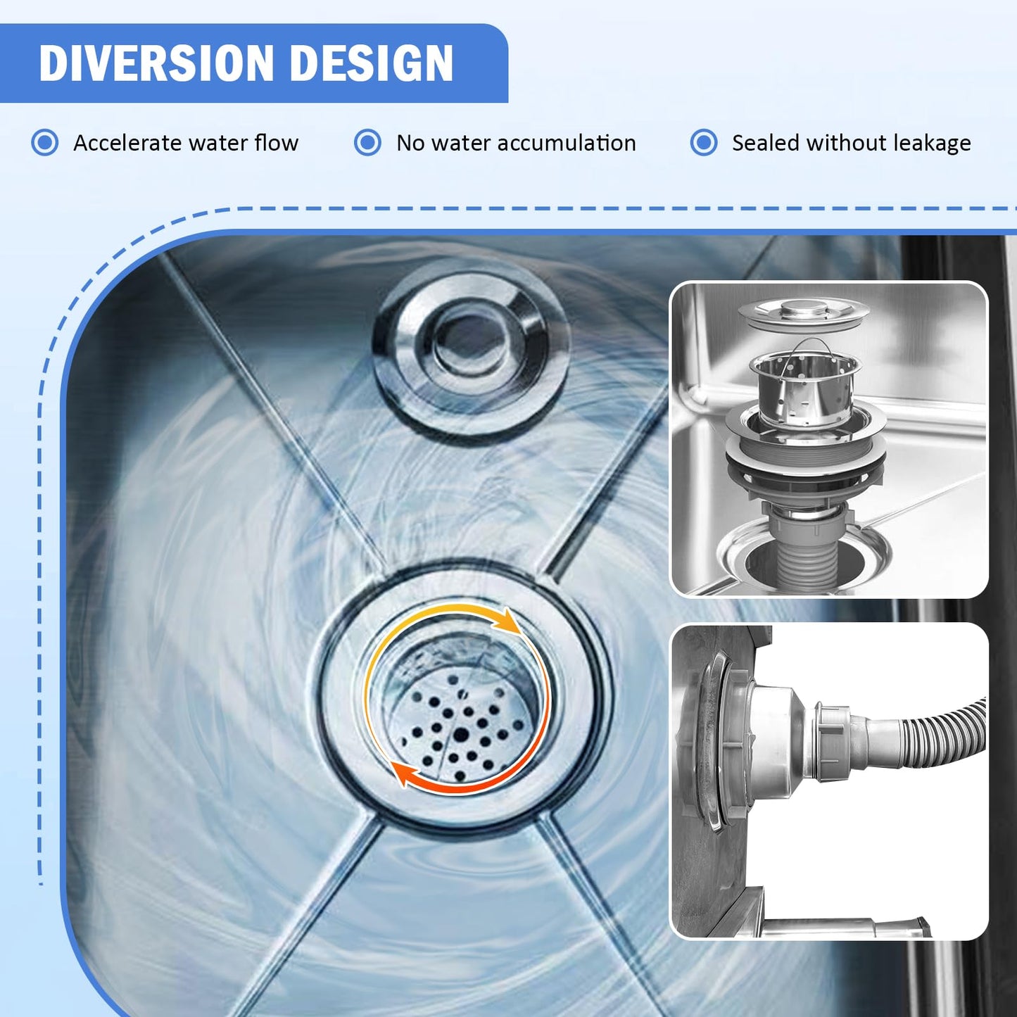 Commercial Floor Mop Sink，Stainless Steel Mop Service Basin，Mop Cleaning Sink，Vertical industrial sewage tank for balconies, laundry rooms, industries, etc（17.7”×16.1”×21.6”)