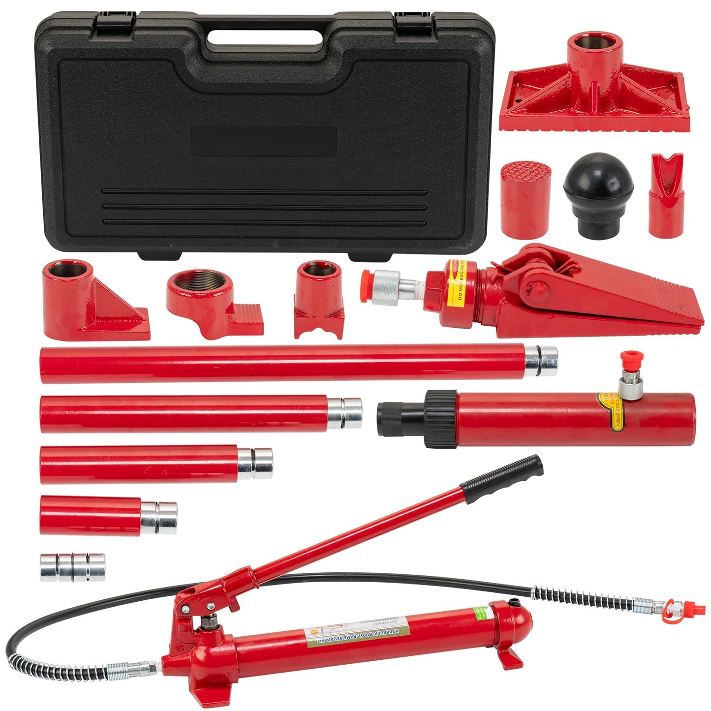 ‌12-Ton Heavy Duty Porta Power Hydraulic Jack Kit, Professional Hydraulic Ram Pump System with 55-Inch/1.4m Oil Hose, Portable Storage Case for Trucks, Tractors, Auto Repair