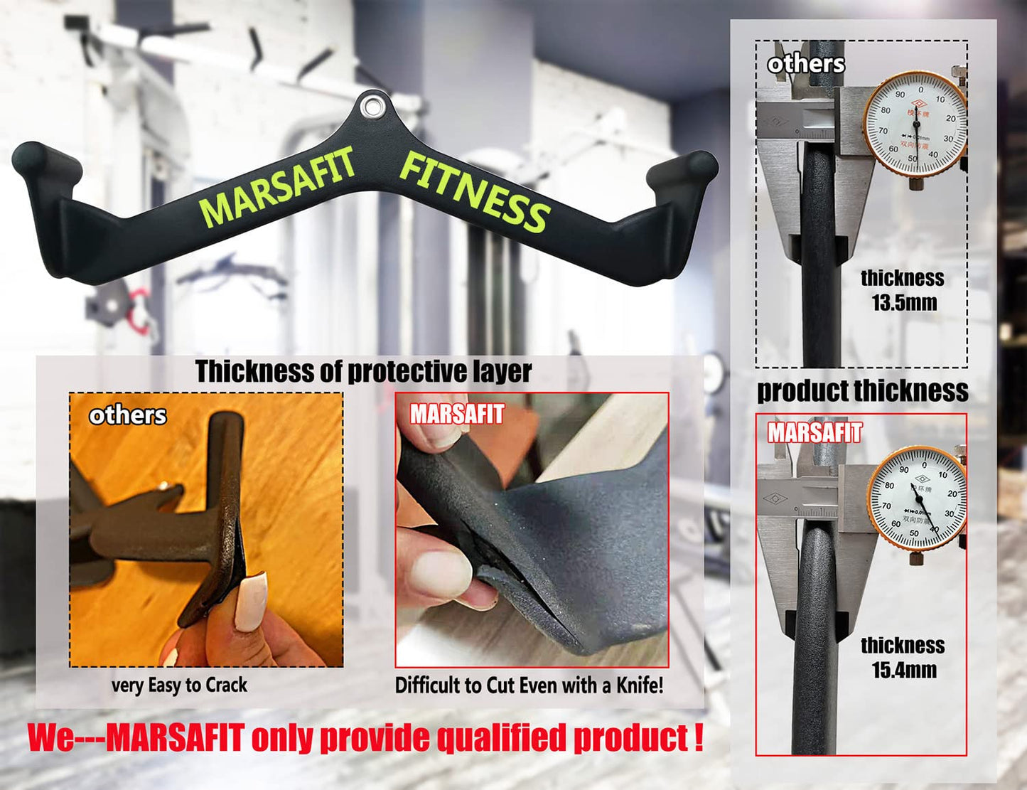 Home Gym Fitness Rowing T-bar V-bar Pulley Cable Machine Attachments, Bicep Curl Tricep Lat pulldown Bar Back Strength Training Handle Grips Lat Pull Down Bar Press Down Exercises (Length 19")