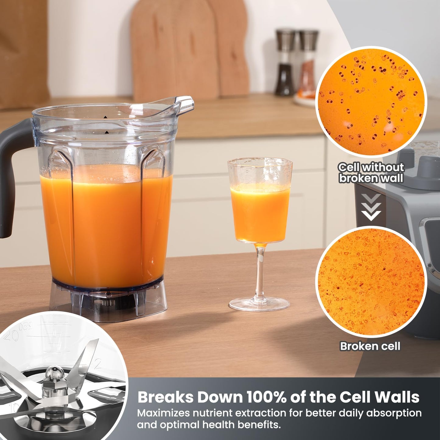 iCucina 1500w Blender for Kitchen with Pre-set Blending Programs, 64oz Heavy Duty Profession-grade Blender for Smoothies, Soups, Dips, Nut Butters, BPA-Free Tritan Jar