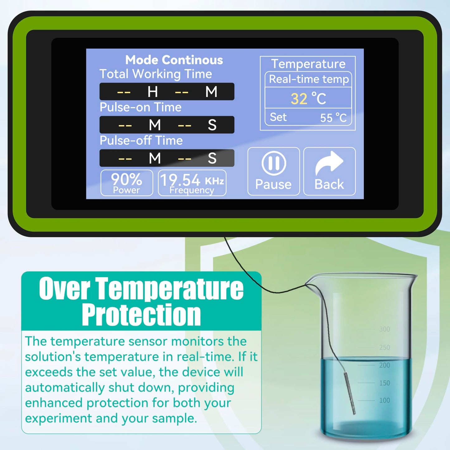 U.S. Solid 1200W Ultrasonic Homogenizer with Electric Lift & LED Light, 50-1500ml Lab Sonicator Cell Disruptor, Smart Touch Screen Mixer for Nano-Dispersion, Extraction, Disruption & Emulsification