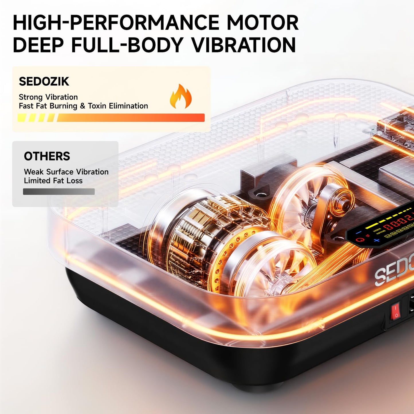SEDOZIK Vibration Plate Exercise Machine, Vibration Plate for Lymphatic Drainage Weight Loss, Vibrating Plate Workout Equipment with Resistance Bands Bluetooth for Home Women Men, Black