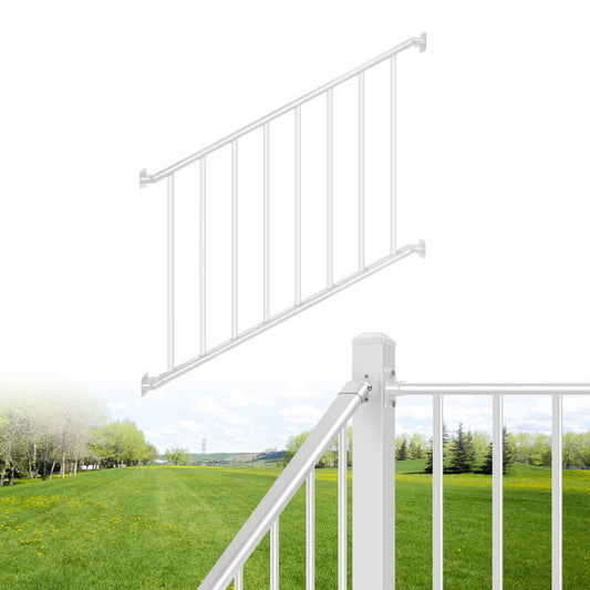SunCrafts Heavy Duty Steel Deck Railing System, 38 in. H x 4 ft. W Galvanized Guardrail Stair Railing Kit with White Powder-Coated Finish for Outdoor Decks, Porches & Balconies