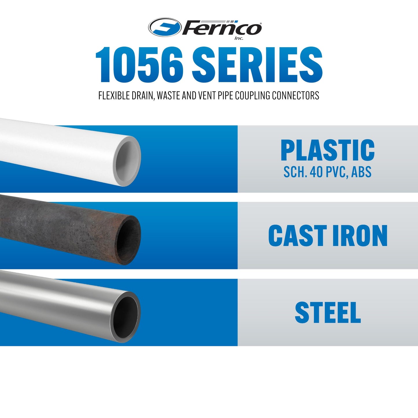 Fernco 1056-88RC Shielded PVC Pipe Coupling for Cast Iron, Plastic or Steel to Cast Iron, Plastic or Steel Plumbing Connections
