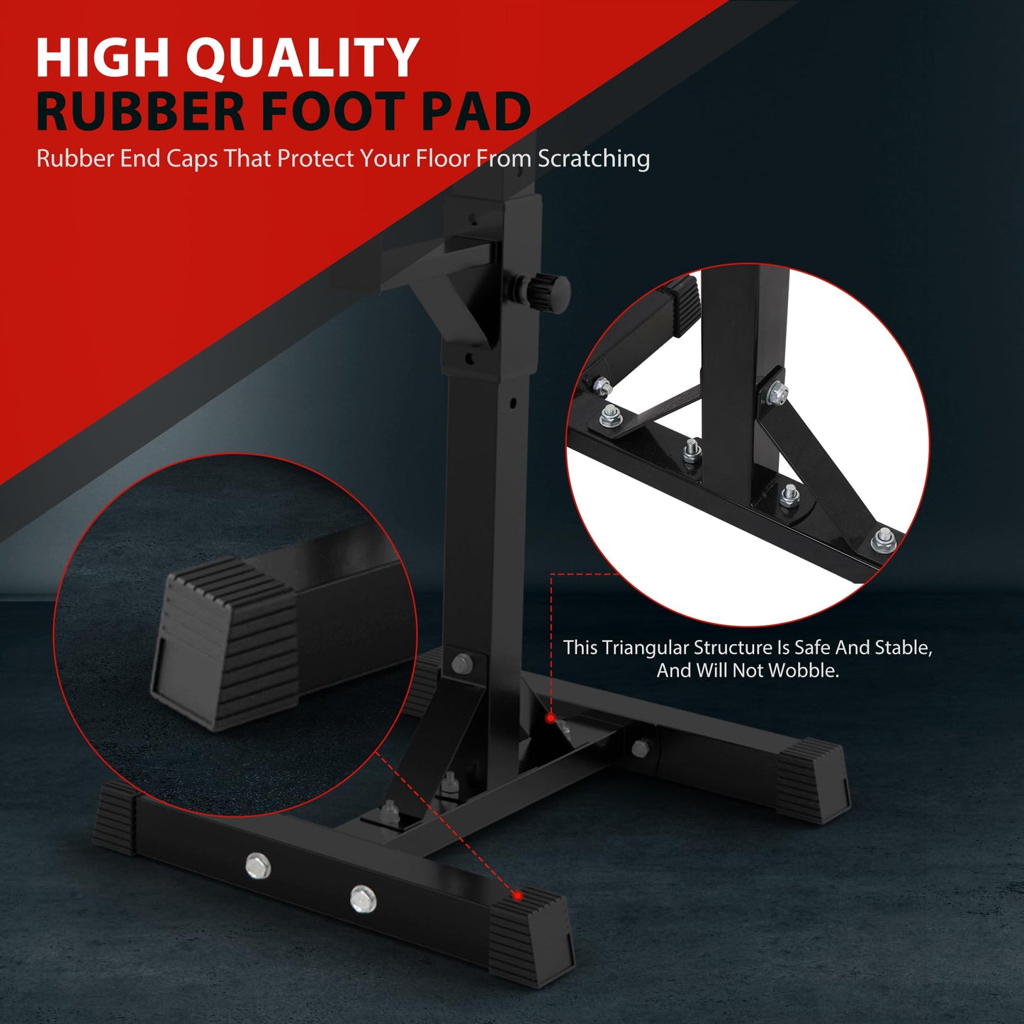 F2C Max Load 550Lbs Pair of Adjustable Squat Rack 41"-66" Sturdy Steel Barbell Rack Free Bench Press Stands GYM/Home Gym Portable Dumbbell Racks Stands