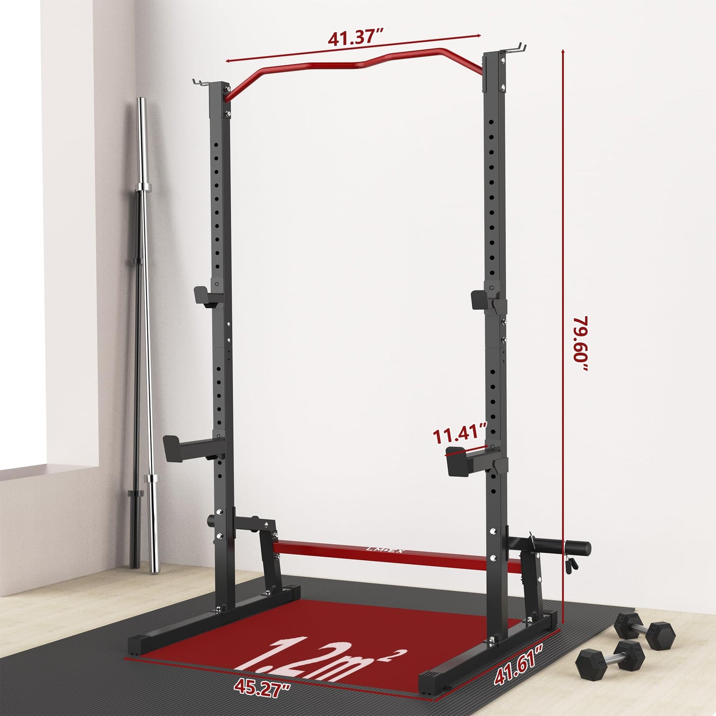 Lmdex Adjustable Squat Rack Barbell Rack Squat Stand Bench Press Pull Up Home Gym Weight Rack