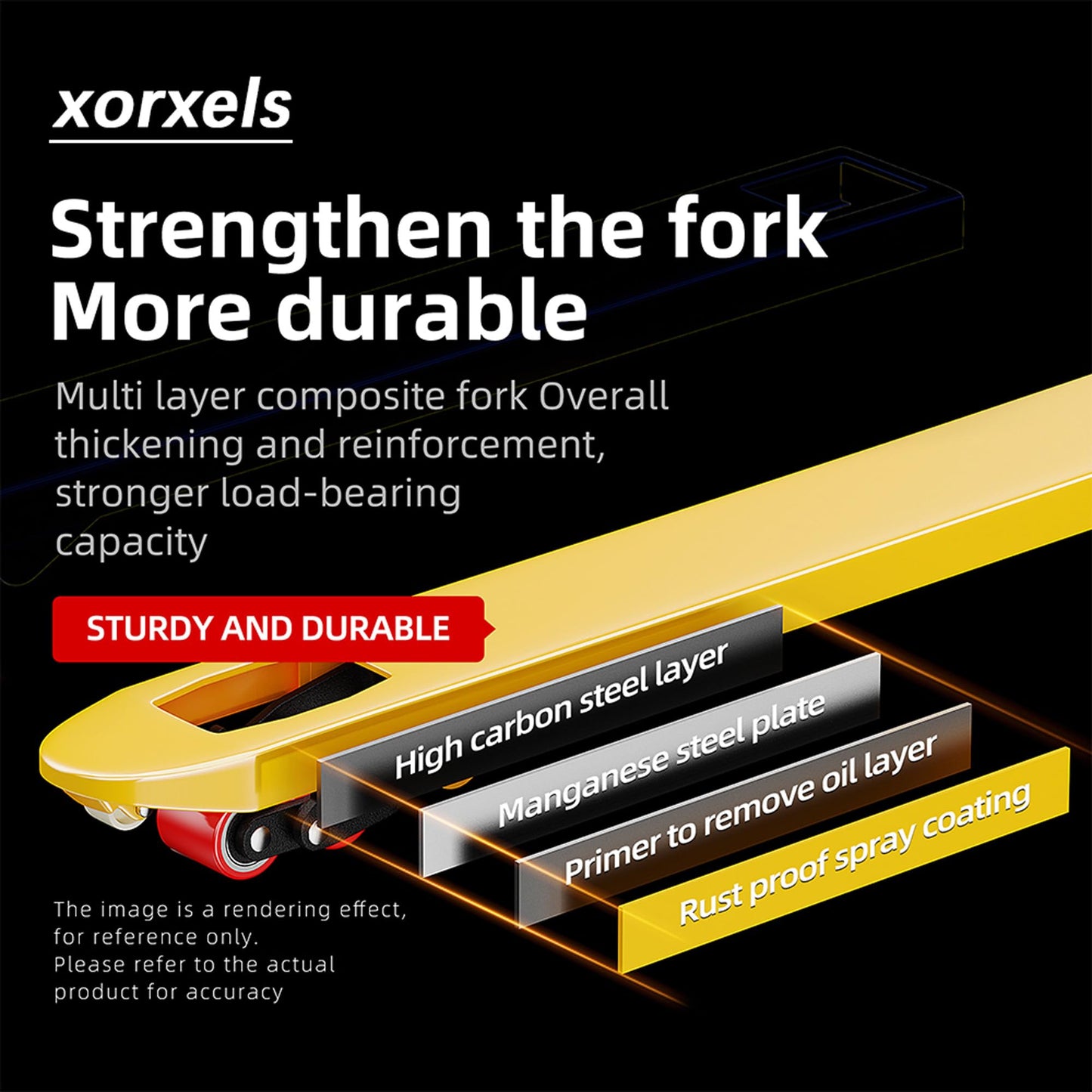 Xorxels Manual Pallet Jack Truck 6600 lbs Capacity, 22" x 47" Forks, Heavy Duty Pallet Truck with Leak-Proof Hydraulic Pump Durable Nylon Caster for Factories, Warehouses (Nylon Caster)