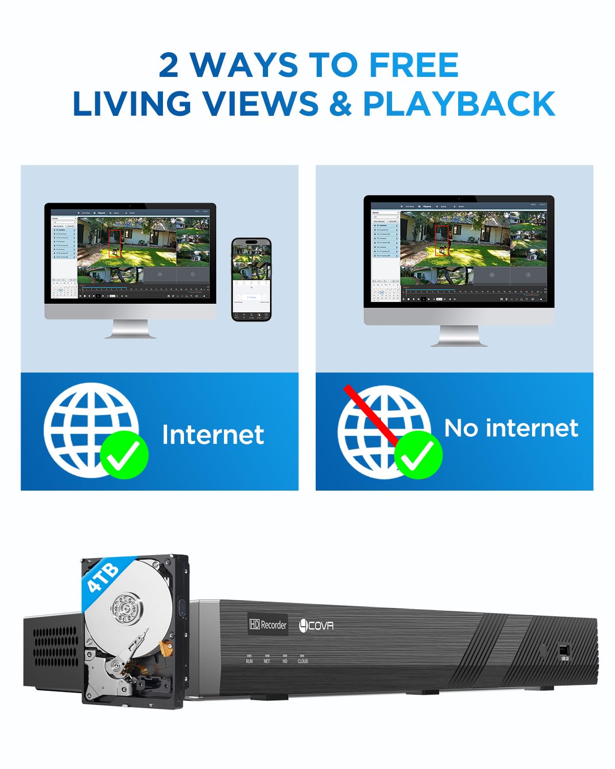 4COVR 16 Channel PoE Security Camera System 4K, Human/Vehicle Detection, 12X IK10 Vandal-Proof 8MP Wired Commercial Dome IP Camera IP67, NVR & 4TB HDD, Business Surveillance Outdoor, LY54AX8M1612-1