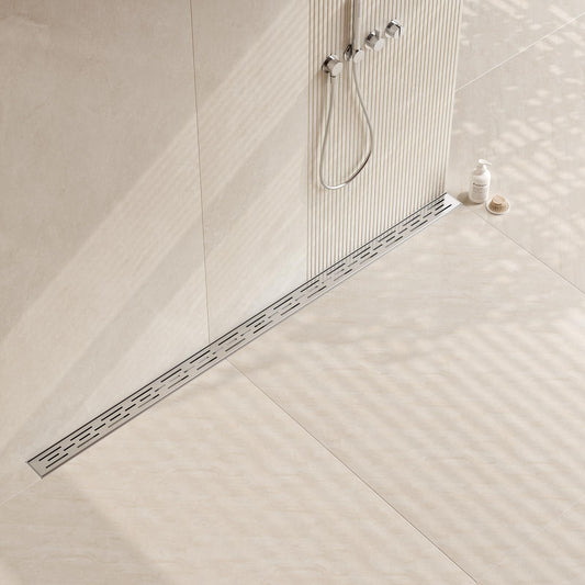 Neodrain 60 Inch Rectangular Linear Shower Drain with Brick Pattern Grate, Brushed 304 Stainless Steel Bathroom Floor Drain, Shower Linear Drain &Leveling Feet, Hair Strainer, CUPC Certified